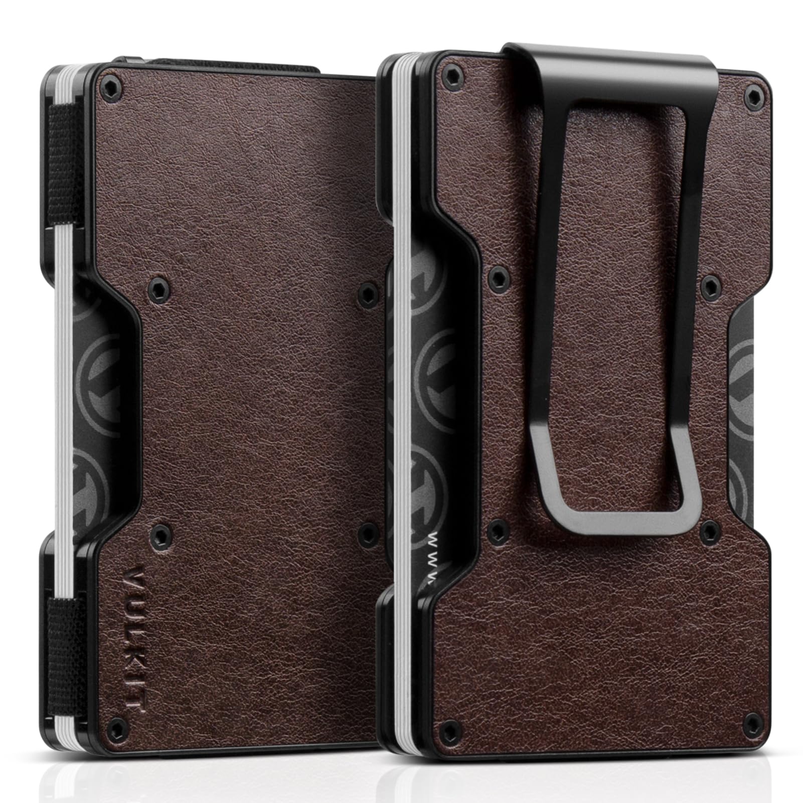 VULKIT Kartenetui Herren mit Geldklammer Metall Slim Wallet