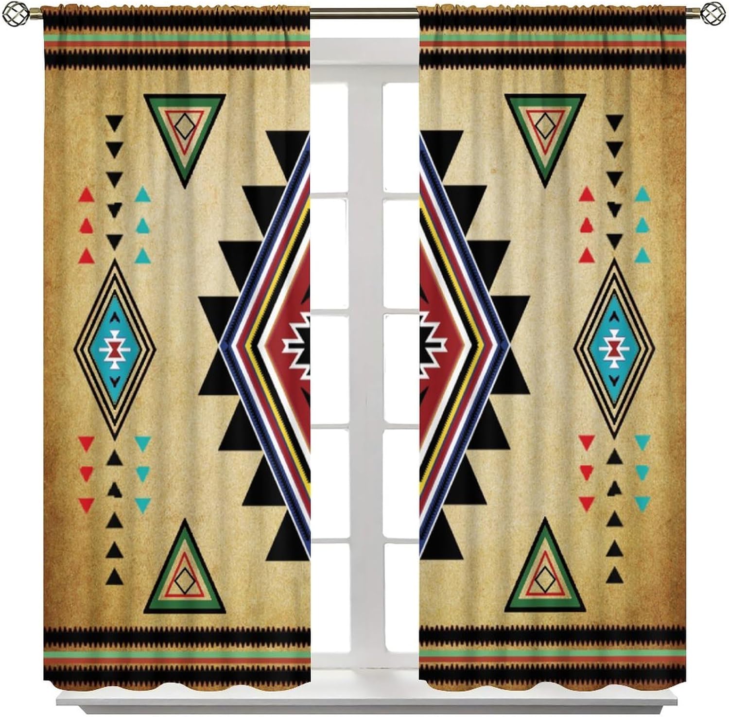 Southwestern Curtains Native American Retro Tribal Navajo Aztec Ethnic Art Printed Blackout Window Drapes for Bedroom Kitchen Decor Fabric Set 2 Panel 42x54 Inch 80% Shading Rate