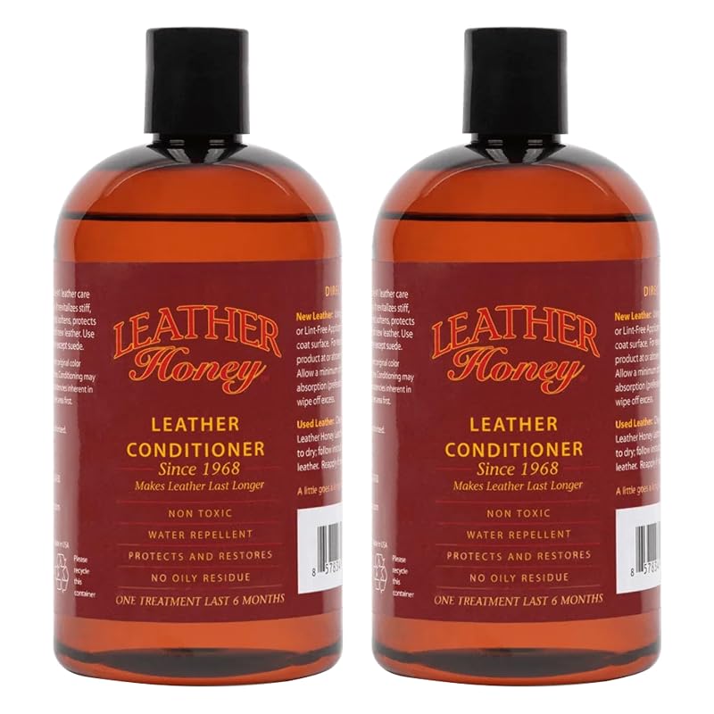 Leather Honey Condicionador para Couro para Interiores Automotivos, Móveis, Roupas, Calçados e Bolsas, 473 mL, Kit com 2