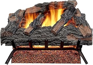 HearthSense MO24HVL Natural Gas Vented Fireplace Logs Set with Match Light, 55000 BTU, Heats up to 2000 Sq. Ft, Mountain Oak, 24 Inches