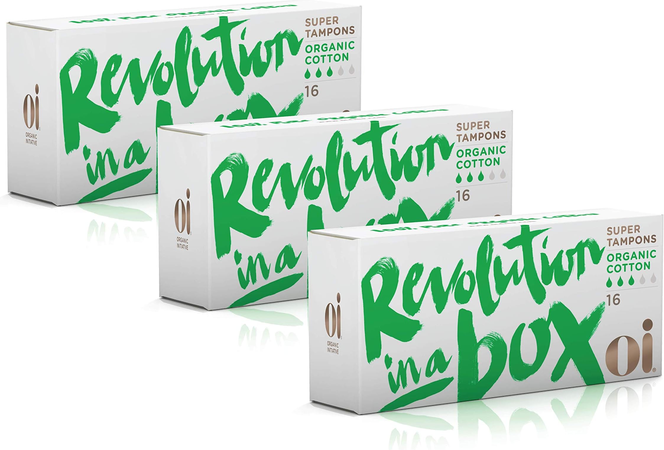 Oi | Organic Initiative - 100% Certified Organic Cotton Non-Applicator Tampons | Ultra-Absorbent, Unscented, Natural, Non-Toxic, Applicator Free | Super | 56 Tampons
