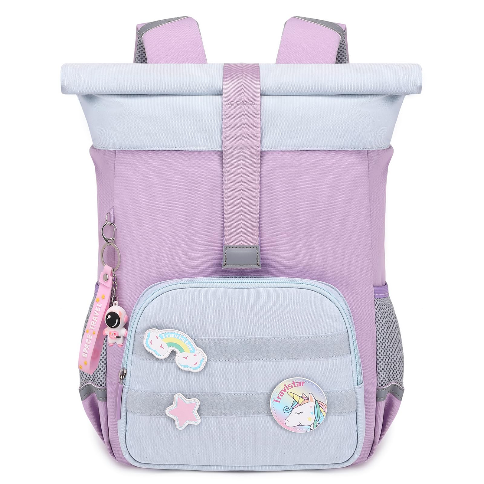 Travistar Kinderrucksack für 3-8 Jahre Mädchen - Rolltop Kindergarten Rucksack Kinder 12L-16L Reiserucksack Schwimmrucksack Wanderrucksack Freizeitrucksack Kinderrucksäcke mit Brustgurt - Lila