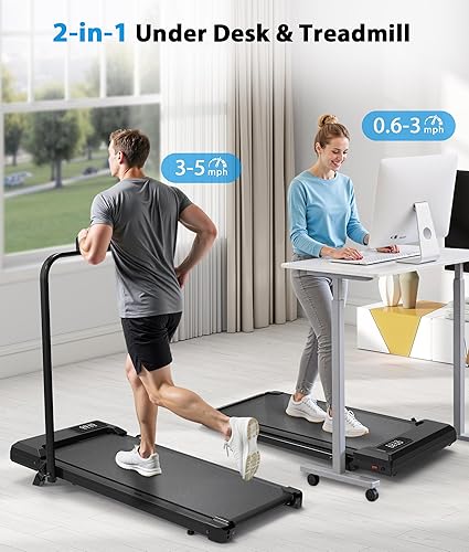 Miniatura 5 de CIIHI Walking Pad Treadmill with Incline - 8% Incline Walking Pad with Handle Bar - Foldable Under Desk Treadmill for Home with 300 Lbs Capacity -