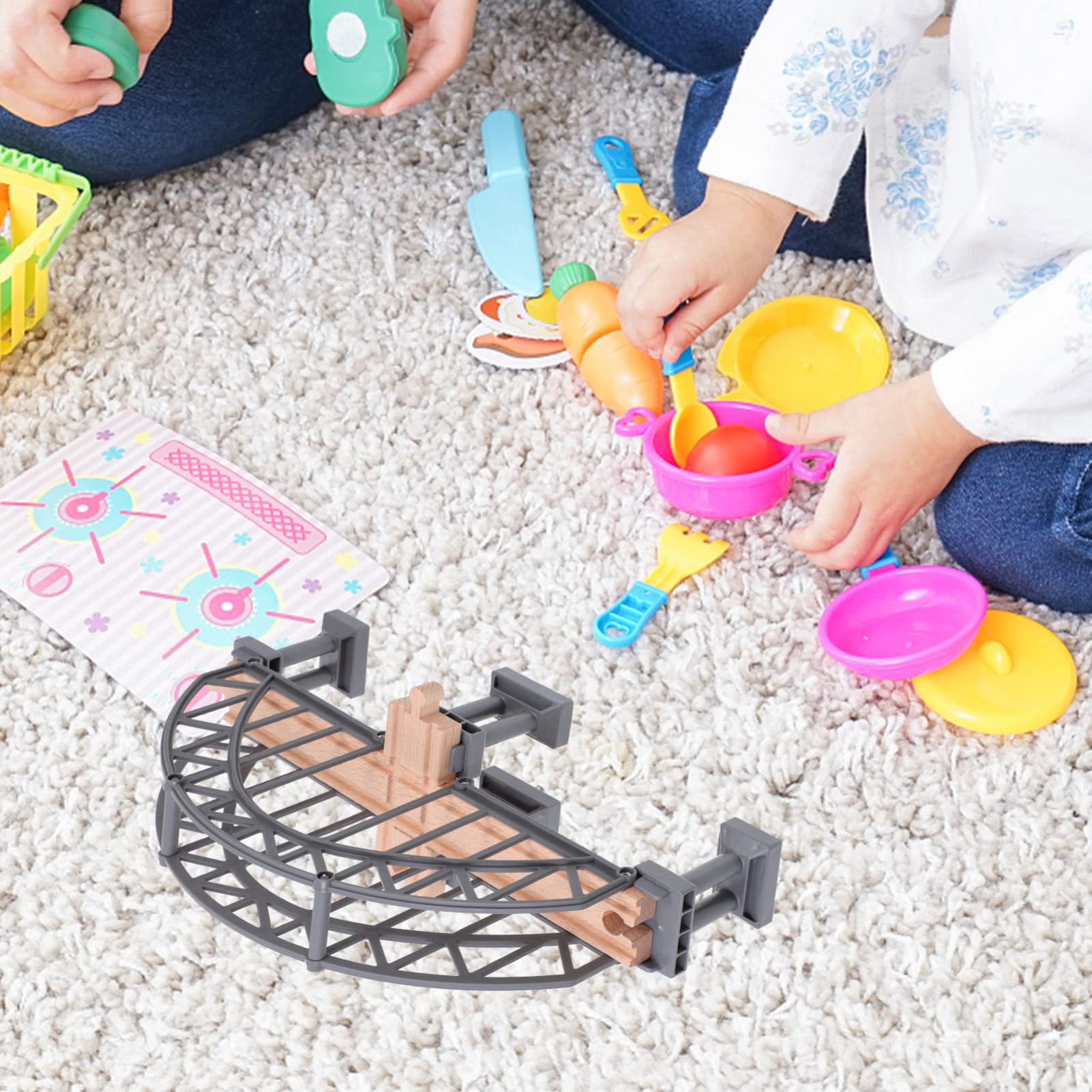 ibasenice Accesorio De Vía De Tren para Niños Puente De Tren De Juguete Compatible con Pistas De Madera para Desarrollo Creativo Y Juego Educativo 12.40X6.69X5.11 Pulgadas