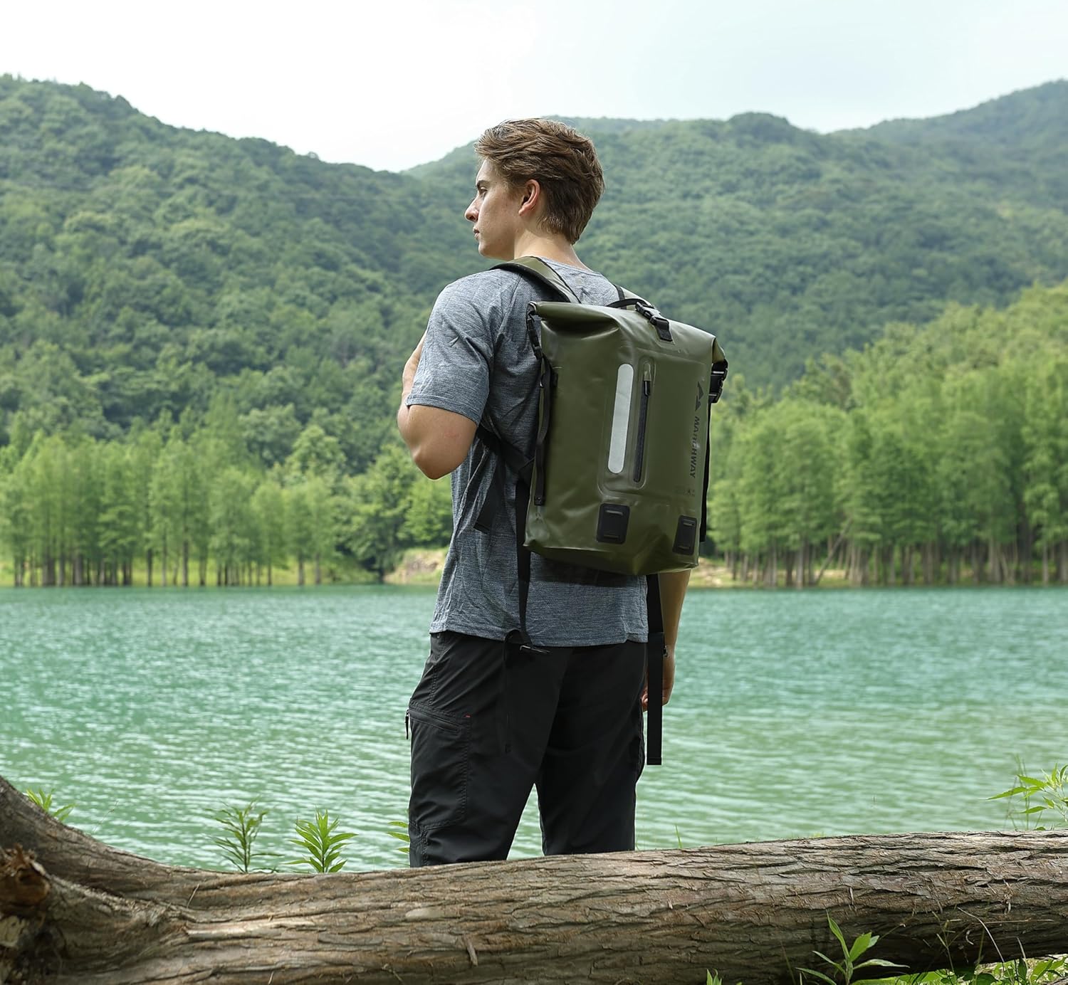 MARCHWAY Roll Top Waterproof Backpack, Floating Dry Bag 20L/30L/45L with Ergonomic Rectangular Base, Cushioned Back, Hip Strap for Hiking Camping Kayaking Travel (Army Green, 20L) - Image 8