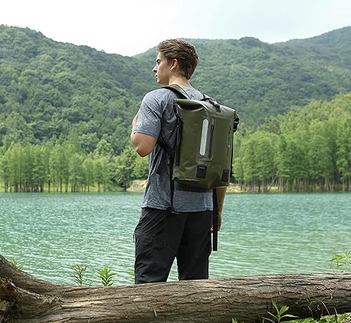 Miniatura 8 de MARCHWAY Mochila impermeable para senderismo, kayak (verde militar, 30L)