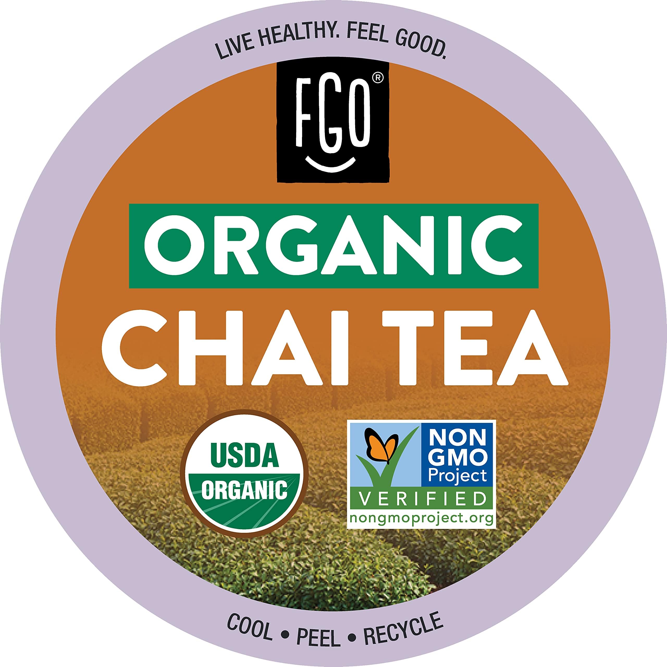 Organic Chai Black Tea K-Cup Pods for Keurig, 24 Count (Pack of 1), Premium Black Tea with Chai Spice is USDA Organic, Non-GMO, & Recyclable with Naturally Occurring Caffeine