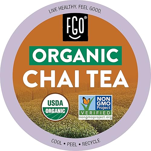 FGO - Cápsulas K-Cup de tĂ© negro Chai orgánico 24 cápsulas compatibles con Keurig cafeĂna de origen natural tĂ© negro prĂ©mium con certificaciĂłn USDA FGO - Cápsulas K-Cup de tĂ© negro Chai orgánico 24 cápsulas compatibles con Keurig cafeĂna de origen natural tĂ© negro prĂ©mium con certificaciĂłn USDA