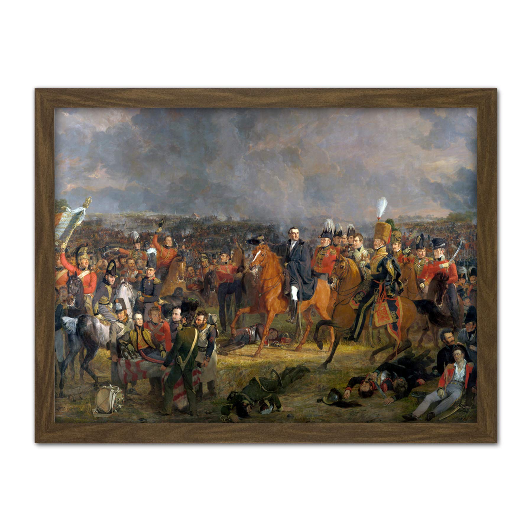 Artery8 Jan Willem Pieneman Battle Of Waterloo Painting Artwork Framed Wall Art Print 18X24 Inch