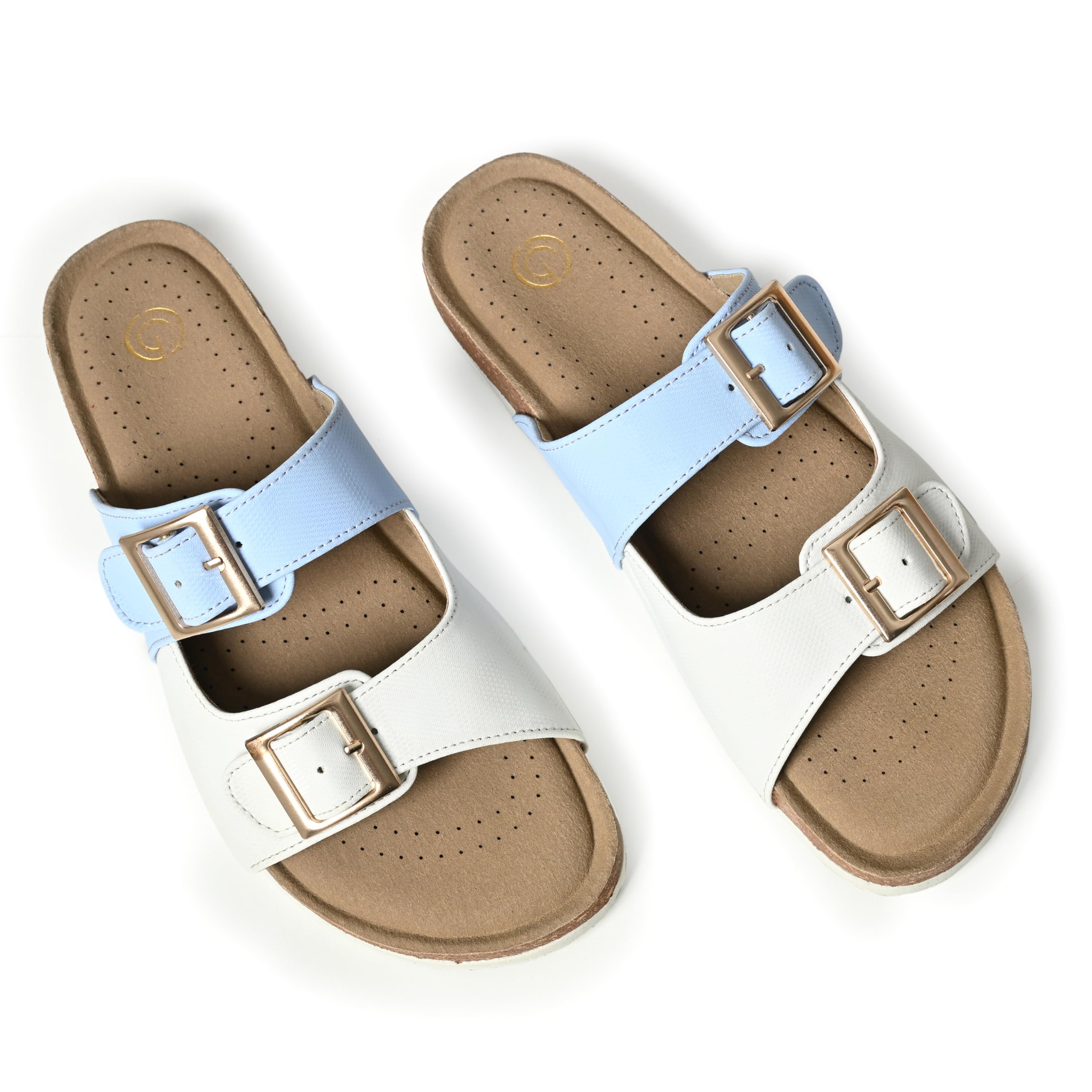 GLAMSTREET Cork Sandals for Women, Fashion Trendy, Extra Soft, Extra Comfortable, Natural Cork and EVA Sole Sandals for Women, SPLIT COLOR EDITION, Shoe Size - 9, Powder Blue (B0D988LRYR) Amazon Price History, Amazon Price Tracker