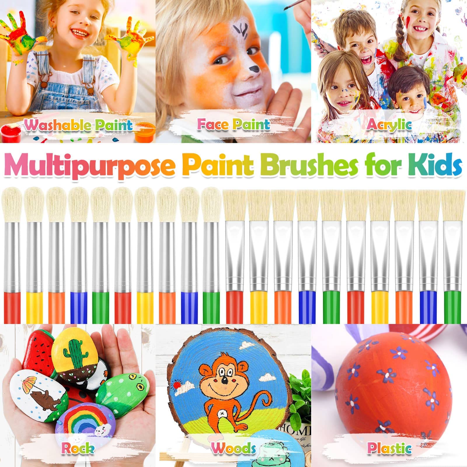 Kids Paint Brushes Set Craft Paint Brushes Paintbrushes In Art Supplies