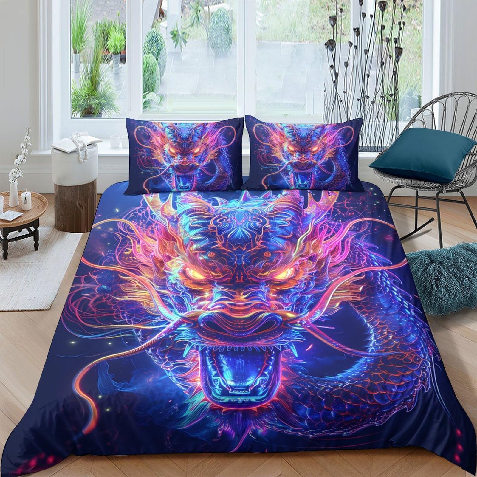 Ctjqhvkz Style-6 3D Printed Neon Tiger Fitted Sheet Microfiber Soft Anti-Slip For Bedroom Dorm Decor Cosmic Glow Mattress Cover Single（135X200cm）