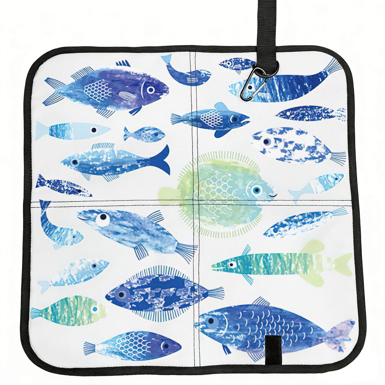 eeprty Ocean Life Printed Portable Seat Cushion Strap, Foldable Pad for Stadium Bleachers Hiking Travel