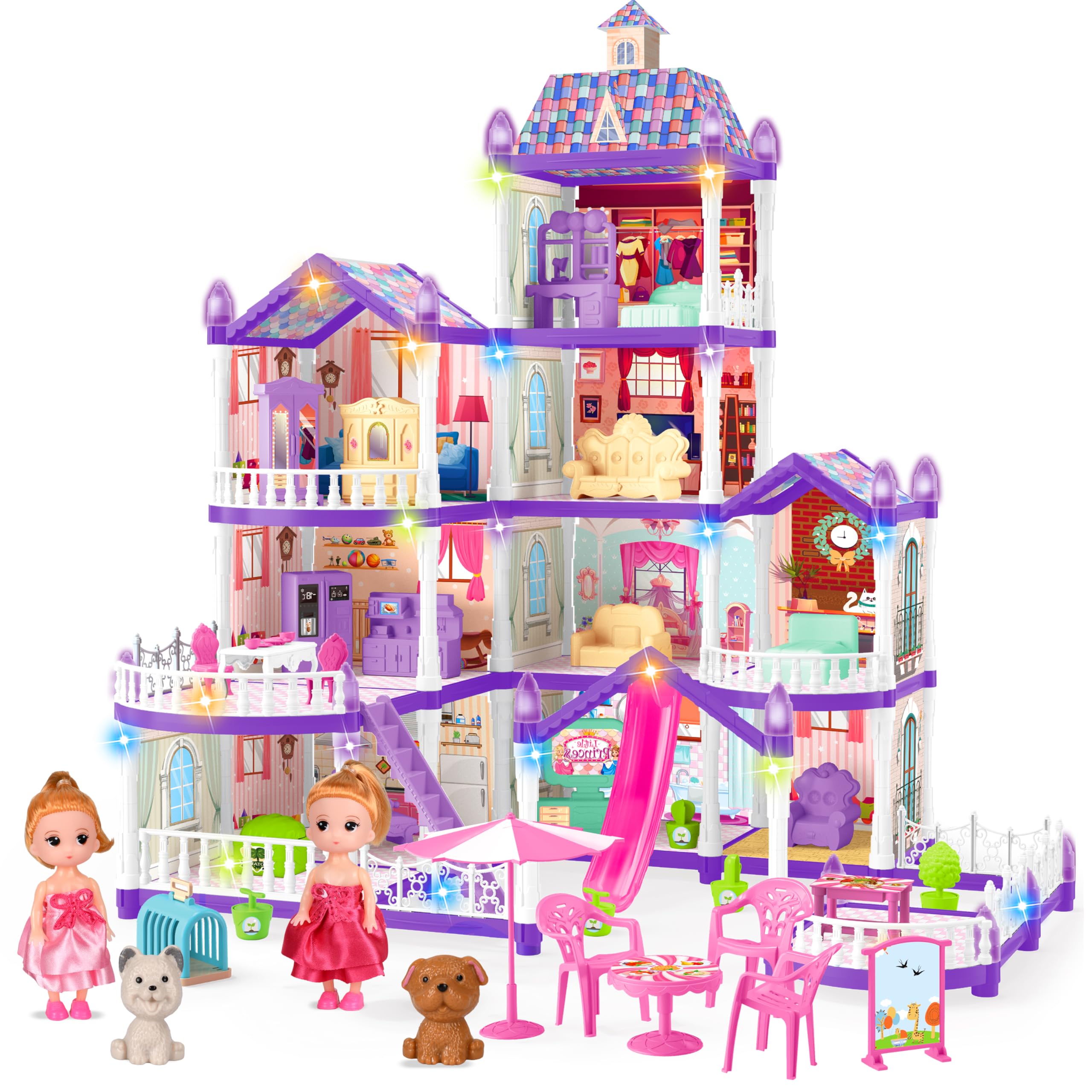 Amazon.co.jp: Seifar ドールハウス 女の子用 10部屋 パープルハウス