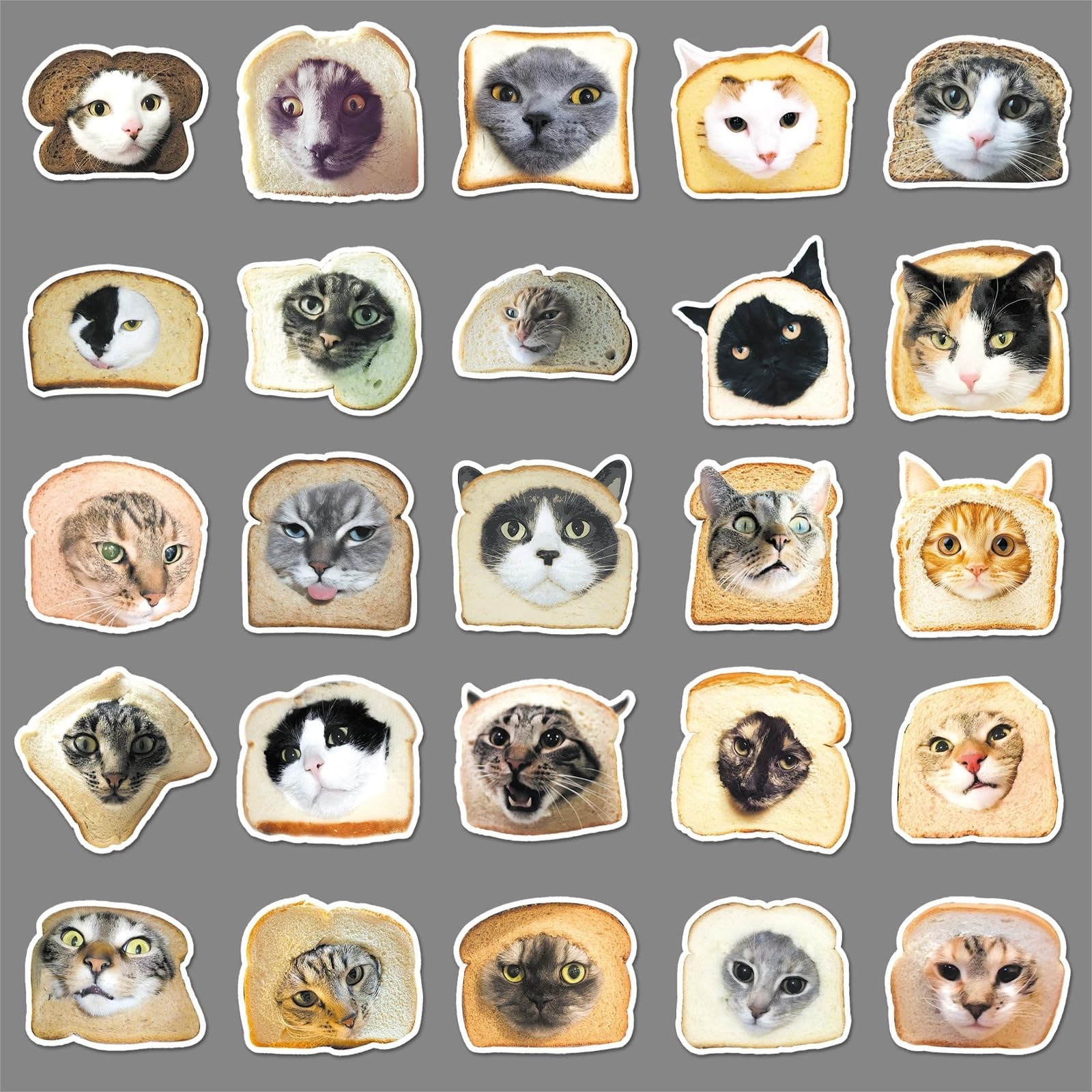 50 Pcs Cat Bread Stickers for Kids Teens Adults Boys Girls Gift Bread Decals Pack for Laptop,Skateboard,Luggage,Car,Bike,Cup,Computer,Water Bottle Decor,Vinyl Waterproof Stickers - Image 4