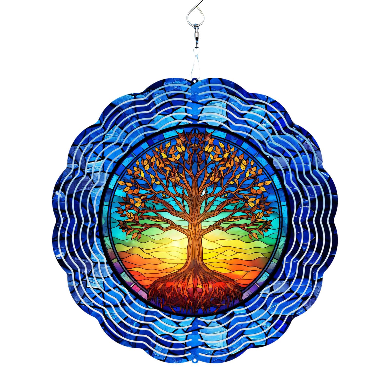 ordinarYone Elegant Round Windchime Stainless Steel For Outdoor Relaxation Garden Enhancement With Hook Feature Gentle Sound