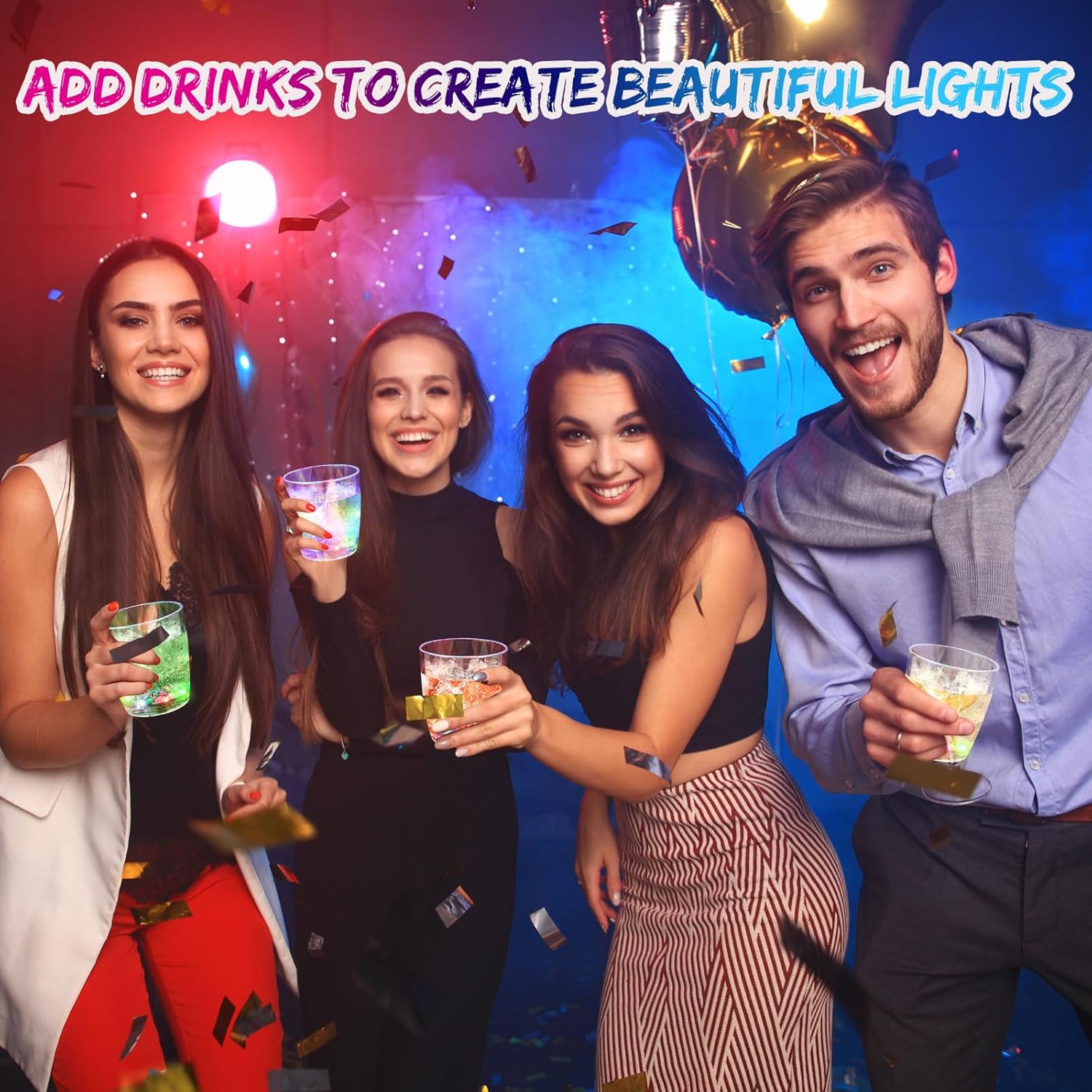 10 oz Plastic Light up Glasses LED Cups for Night Drinking Liquid Activated Glow Party Favor Multicolor Neon Shot Glasses for Disco Bar(6 Pcs) - Image 5