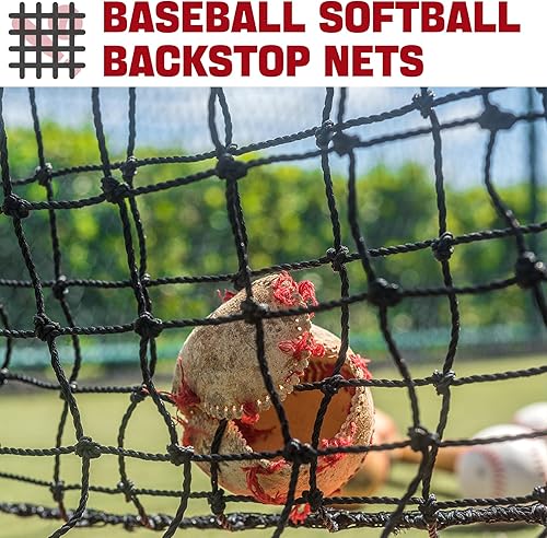 Miniatura 6 de Redes de protección de béisbol y sóftbol, redes deportivas resistentes, barrera de red deportiva con cuerda de 33 pies y llaveros, red de béisbol de