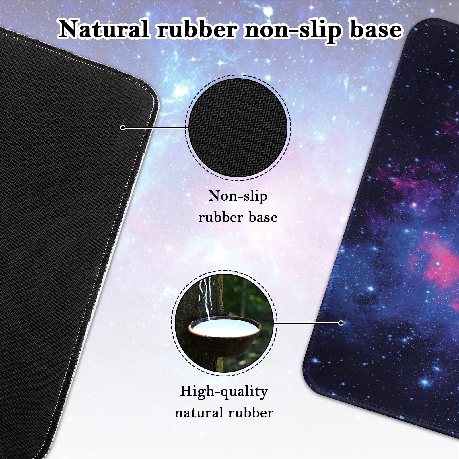 Yimomoyi Nebulosa Galassia Tappetino Mouse XXL, Tappetino Scrivania Grande con Base in Gomma Antiscivolo, Mouse Pad 800 x 300 x 3mm, Tappetino da Gaming con Bordi Cuciti per PC, Laptop (A)