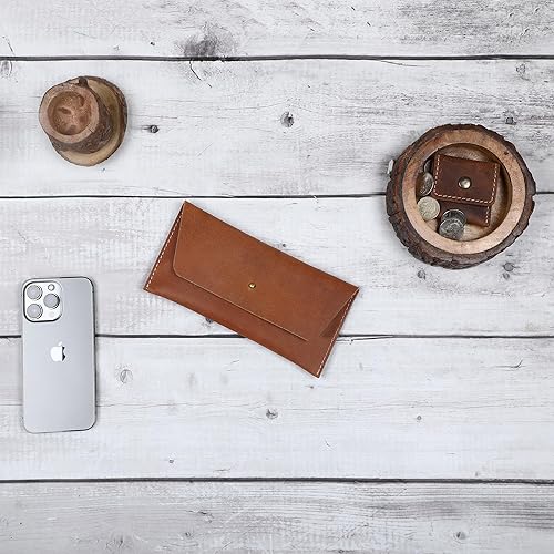 Miniatura 3 de The Antiq Bolsa de moneda de cuero genuino, bolsa de moneda con bolsillos para tarjetas, bolsa de dinero de cuero, organizador de monedas para