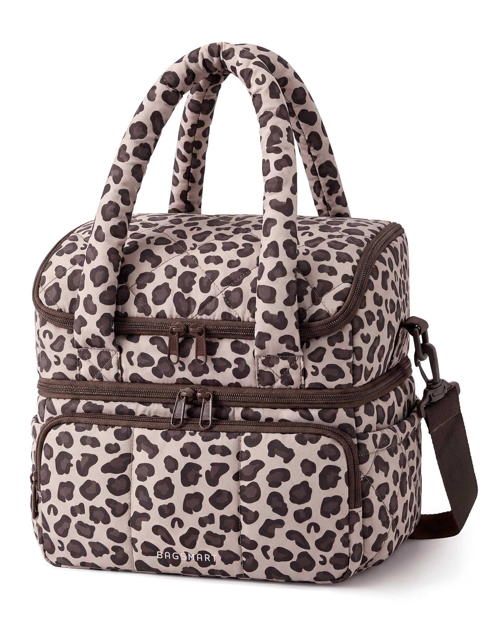 Photo 1 of BAGSMART Lunch Bag Women, Double Deck Insulated Lunch Box, Quilted Puffer Lunch Tote, Leakproof, Durable & Reusable Large Lunch Cooler For Work Picnic Travel Meal Prep, Leopard