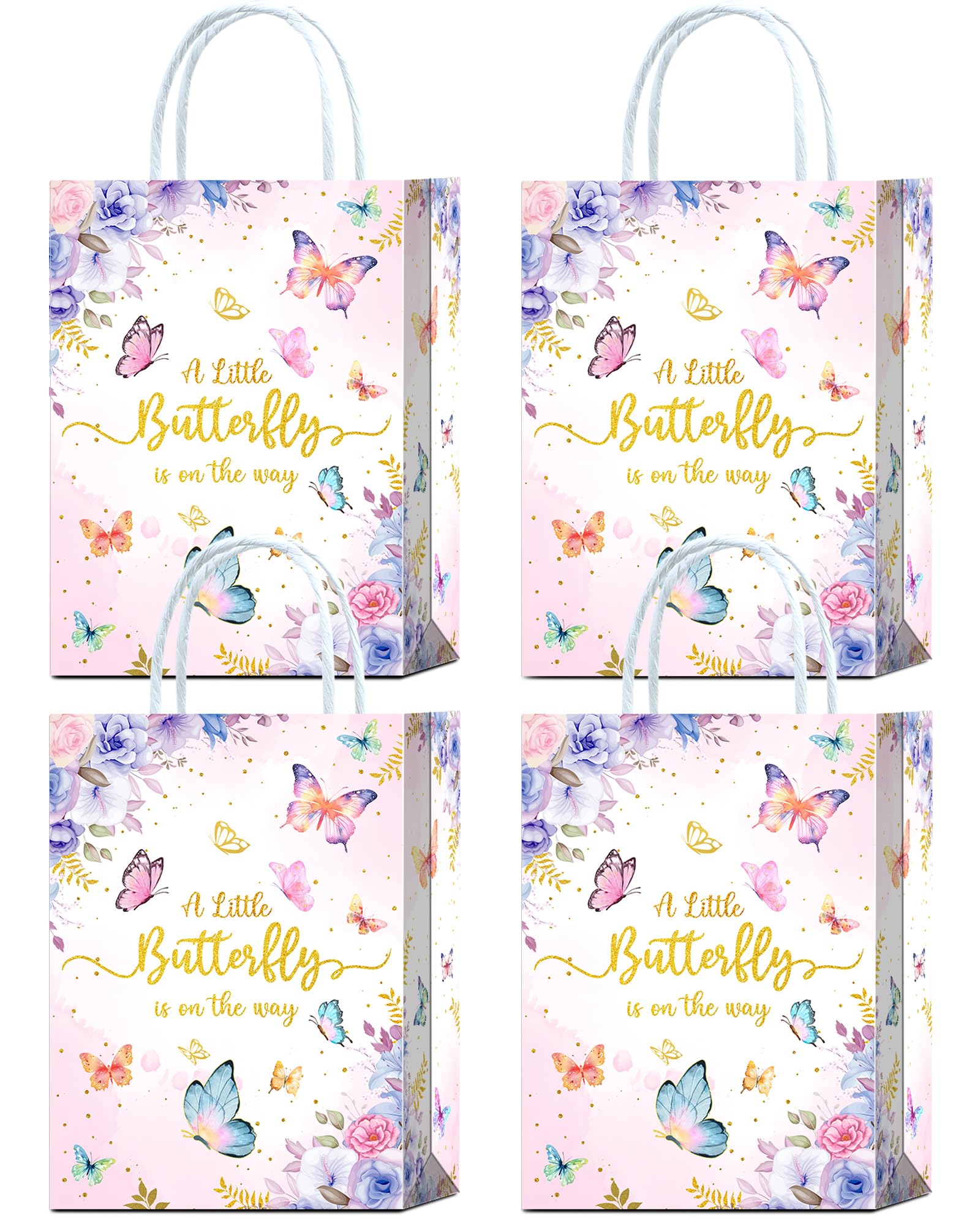 YanZonic 16 Pcs Butterfly Theme Baby Shower Decorations Goodie Bags - Adorable Butterfly Party Favor Bags, Butterfly Treat Bags for A Butterfly is on