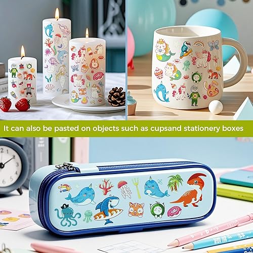 Vista 4 de 310 piezas de tatuajes temporales luminosos para niños, estilos mixtos de tatuajes que brillan en la oscuridad para niños y niñas, pegatinas