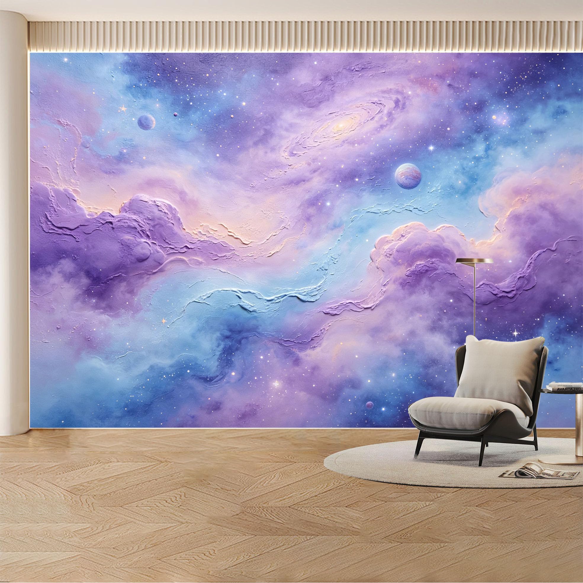 Custom Wall Mural Wallpaper Galaxy Nebula Landscape Nature 3D Effect Wall Decor Dreamy Pastel Cosmic Misty Removable SelfAdhesive Large Photo for Living Room， Bedroom， Office