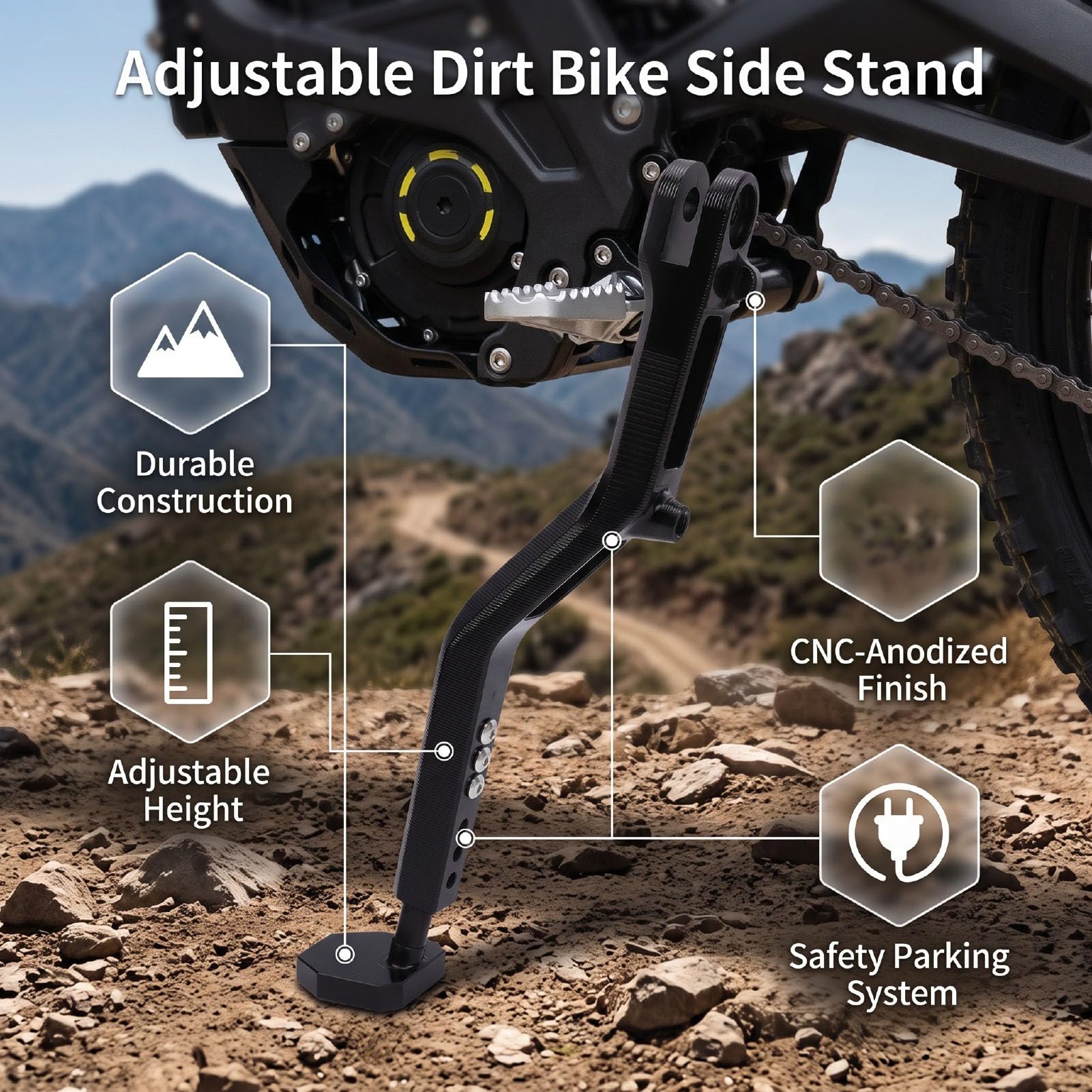 Akozon Béquille de Vélo Tout-terrain avec Réglage de la Hauteur à 7