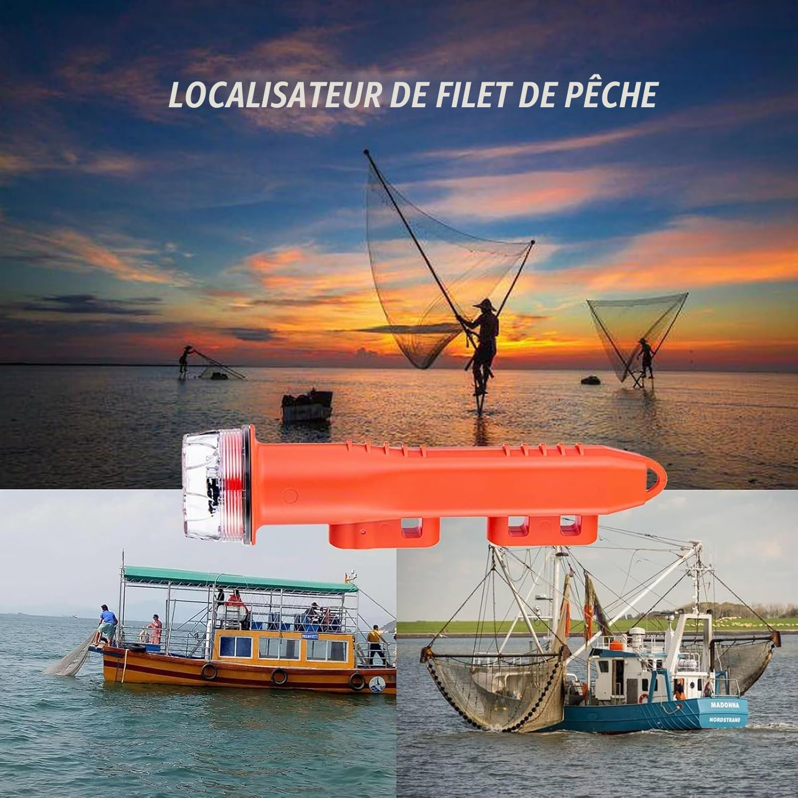 Bouée de positionnement AIS, Balise de mer GPS, avec Fonction d'avertissement et de Suivi, Niveau d'étanchéité IPX7, adapté à la pêche, aux Yachts et à l'aquaculture Marine