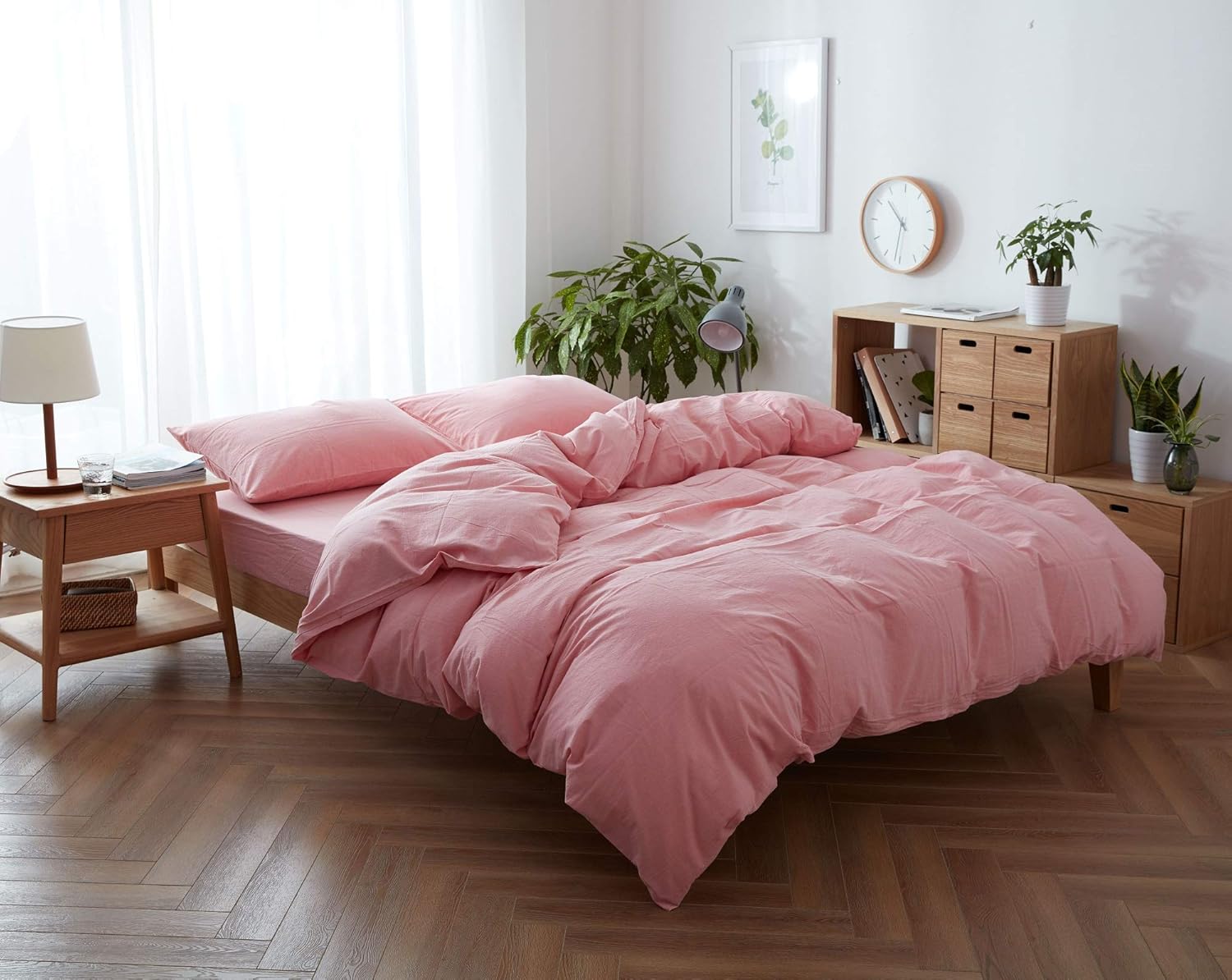 Duvet Cover Queen,Washed Cotton Duvet Cover Set Comfortable, Soft