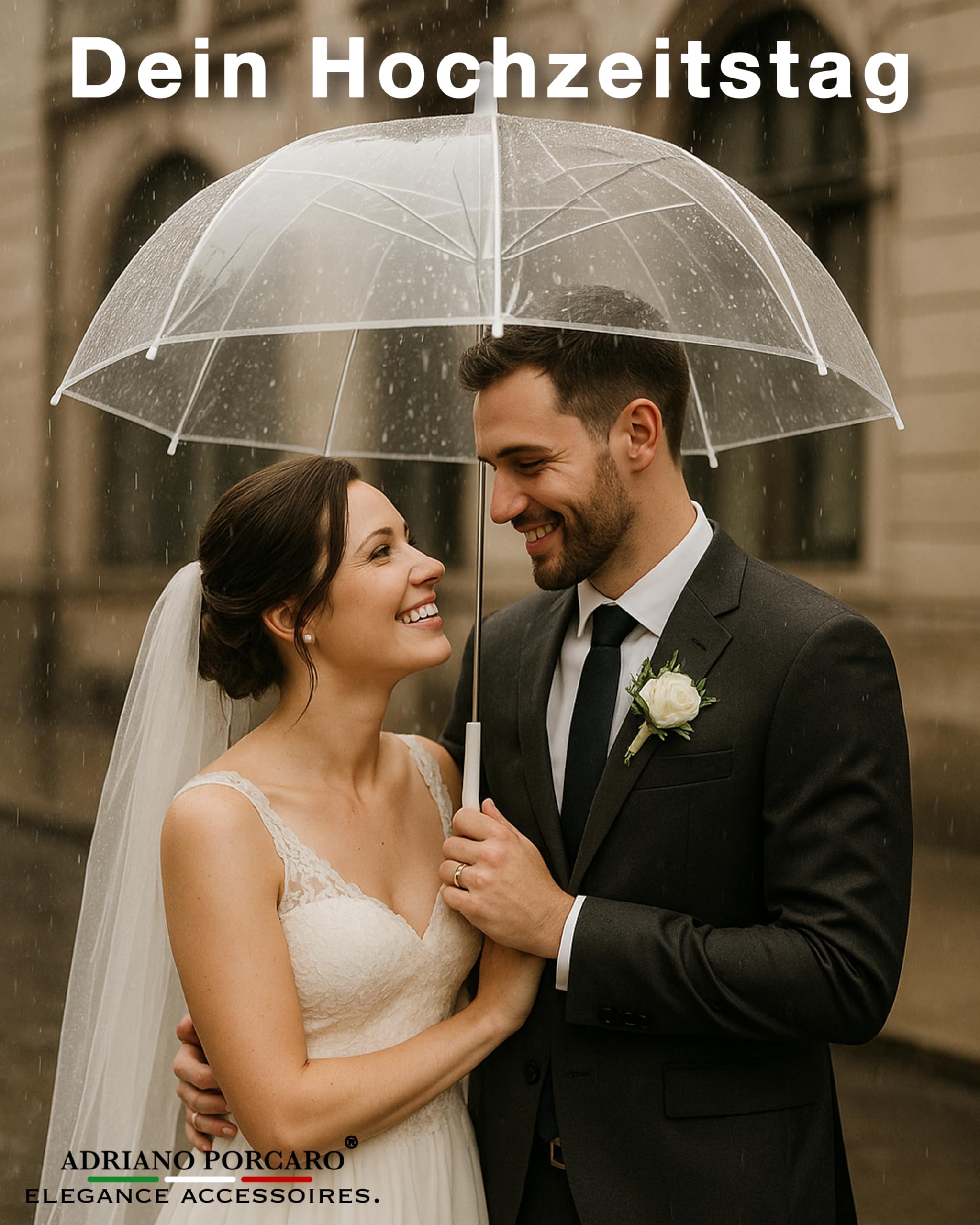 Parasol przezroczysty dla dwojga, duży, przezroczysty parasol idealny na wesele i sesję zdjęciową, dla pary młodej, dla kobiet i mężczyzn, dziewcząt, 12 x przezroczysty – 90 cm