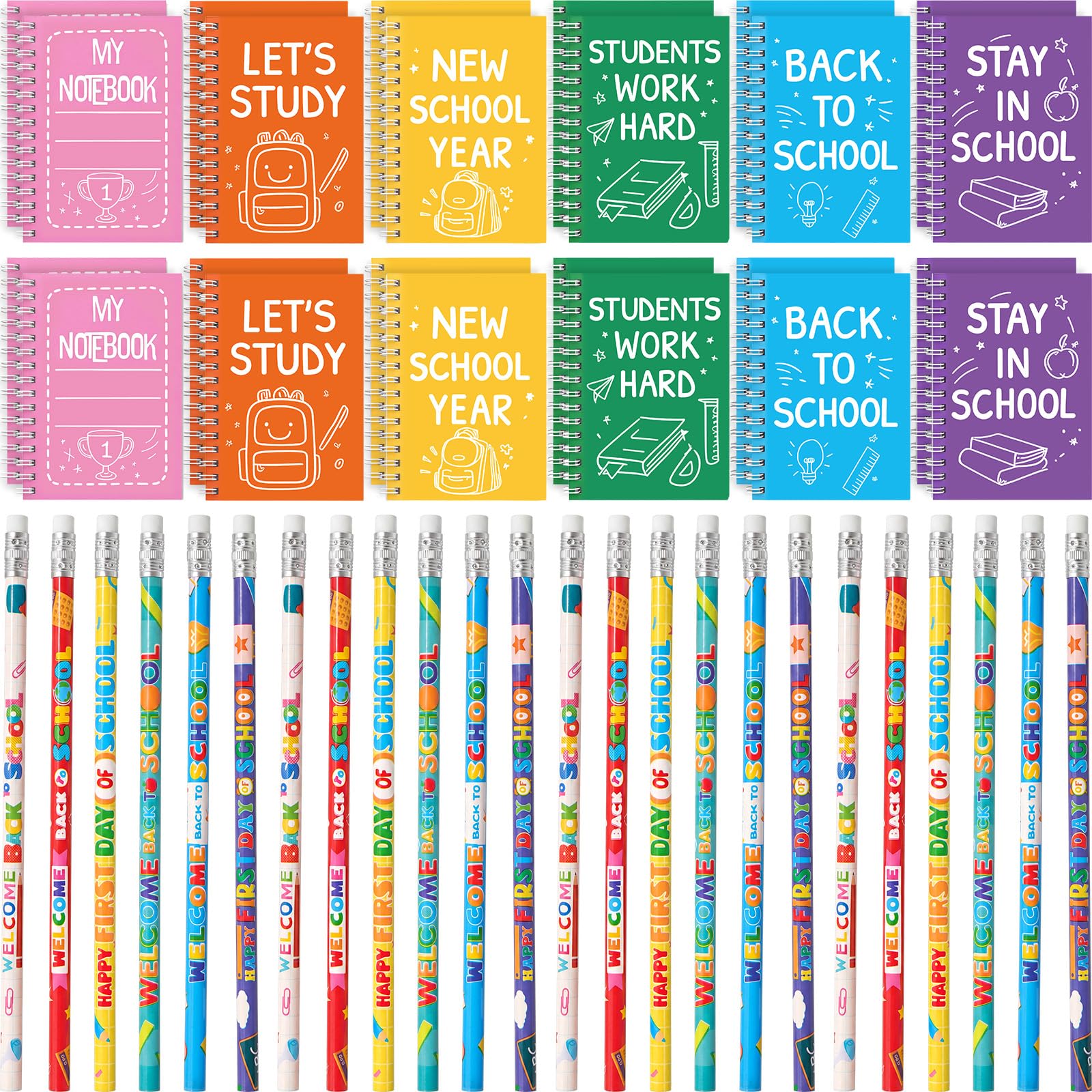 Crtiin 48 Pcs Christmas Shoe Box Notebooks Pencil Set Bulk, Colorful