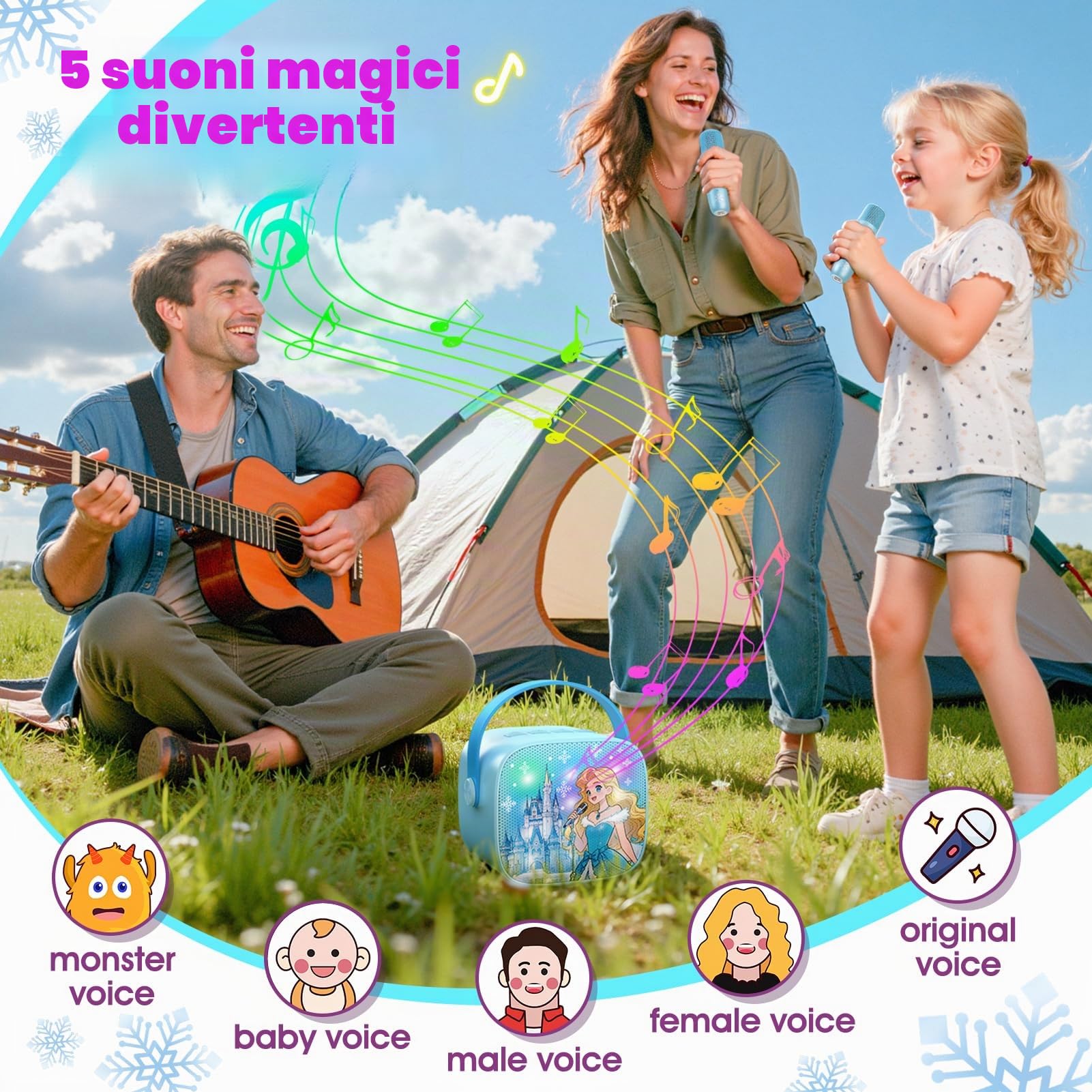 Braxel Microfono Karaoke per Bambini 3-12 Anni Bluetooth Luci LED Effetti Vocale Giocattolo Musicale