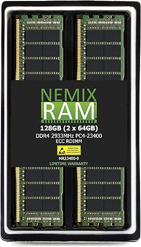 Miniatura 1 de NEMIX RAM KIT RDIMM PC4-23400 ECC DDR4 2933 MHZ de 128 GB (2 x 64 GB) compatible con estación de trabajo en torre Dell Precision 7820