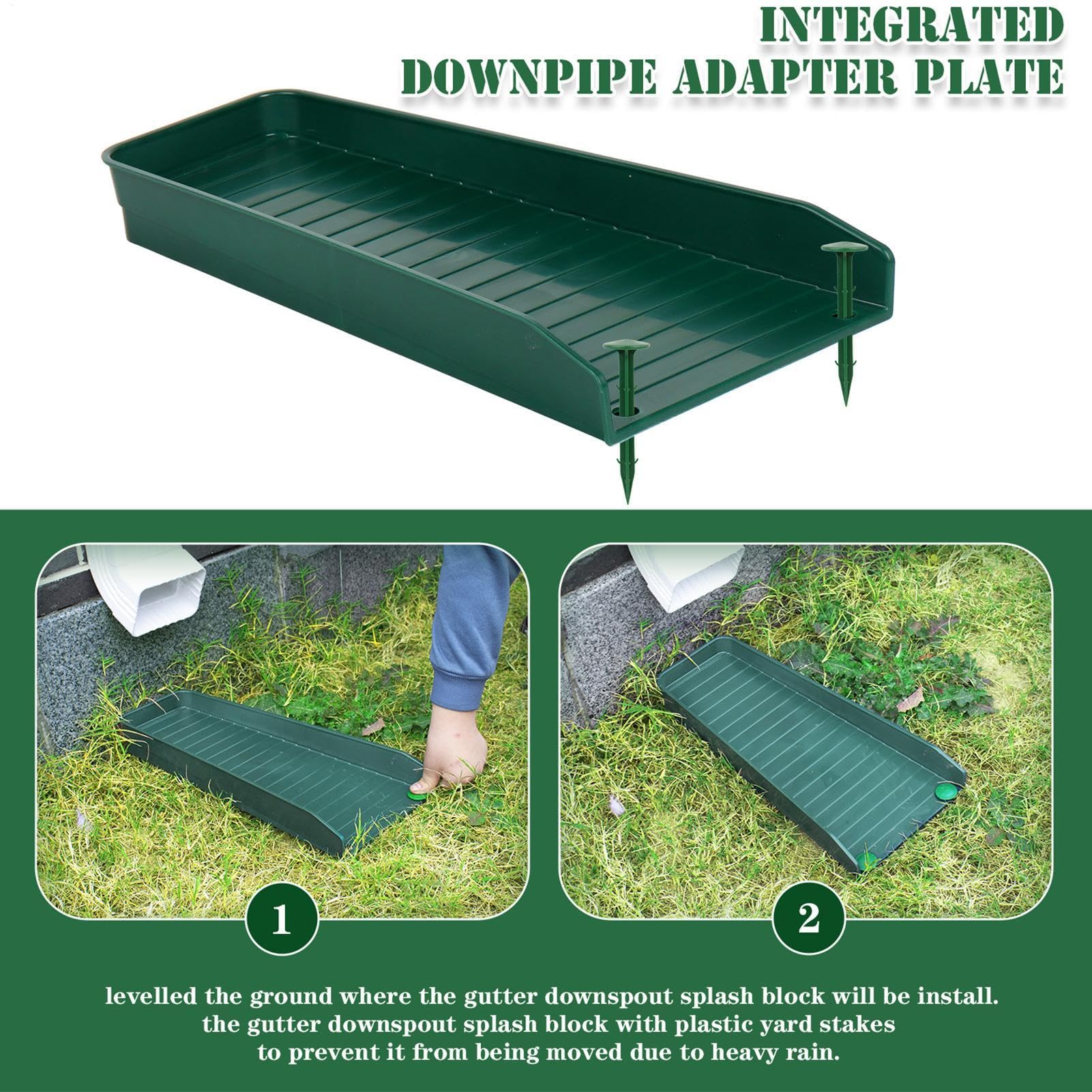 Gutter Splash Guard - downspout splash block,Water Drainage Diverter Down Spout Extender | 2pcs Gutter Drain Diverter to Prevent Soil Erosion for House Foundation Ground Protection