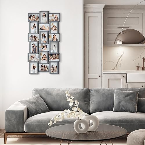 Miniatura 4 de Marcos de fotos de collage para decoración de pared, juego de marcos de fotos Reunion de 18 aperturas, juego de marcos de fotos de 4 x 6 pulgadas,