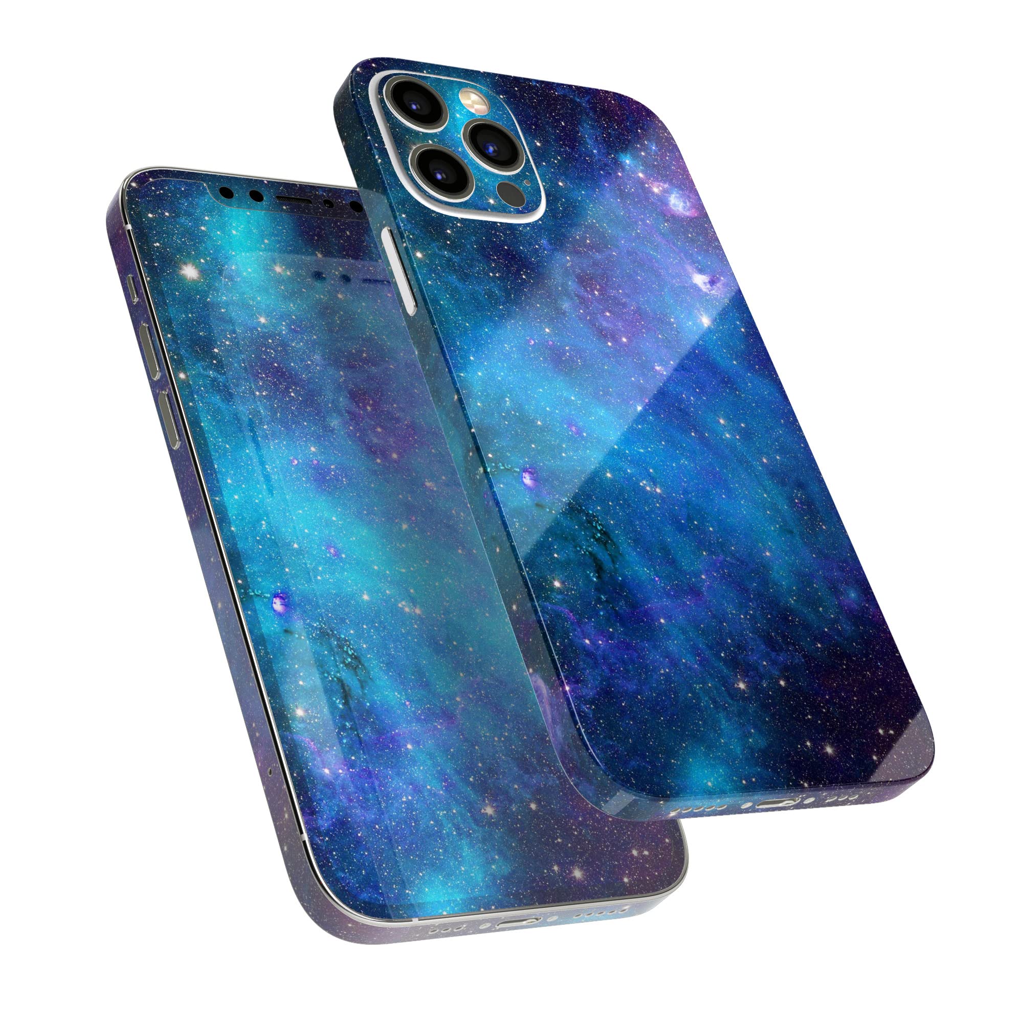 Design Skinz Full Body Skin Decal Wrap Kit Compatible with iPhone 14 (Screen Trim & Back Skin) - Azure Nebula