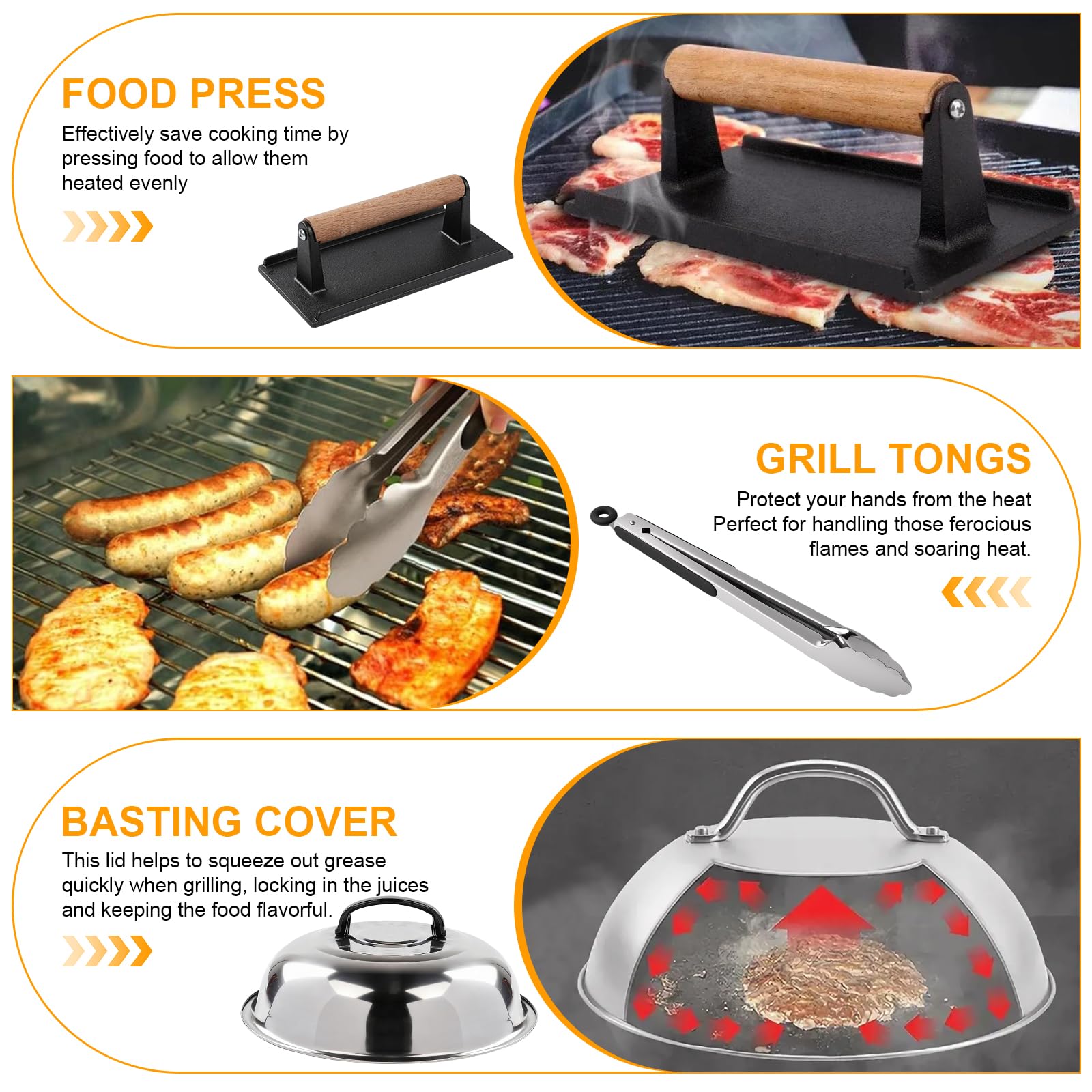 Set di posate da barbecue da 23 pezzi con accessori per barbecue inclusi spatola e pressa per carne per teppanyaki all'aperto