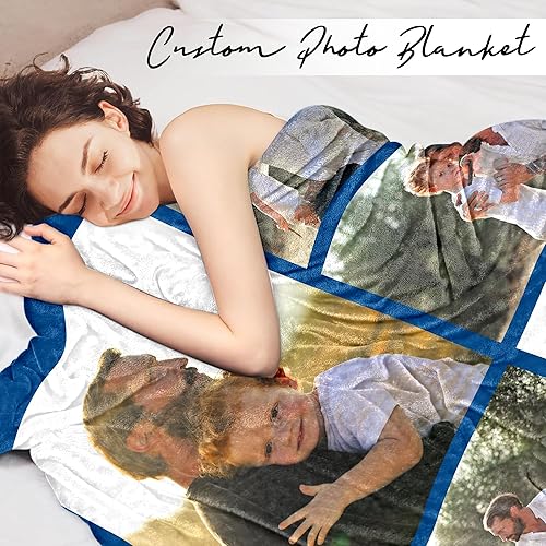Miniatura 9 de YESCUSTOM Manta personalizada con collage de texto fotográfico, manta personalizada de 10 fotos, con mis propias imágenes, regalos para mamá, papá,