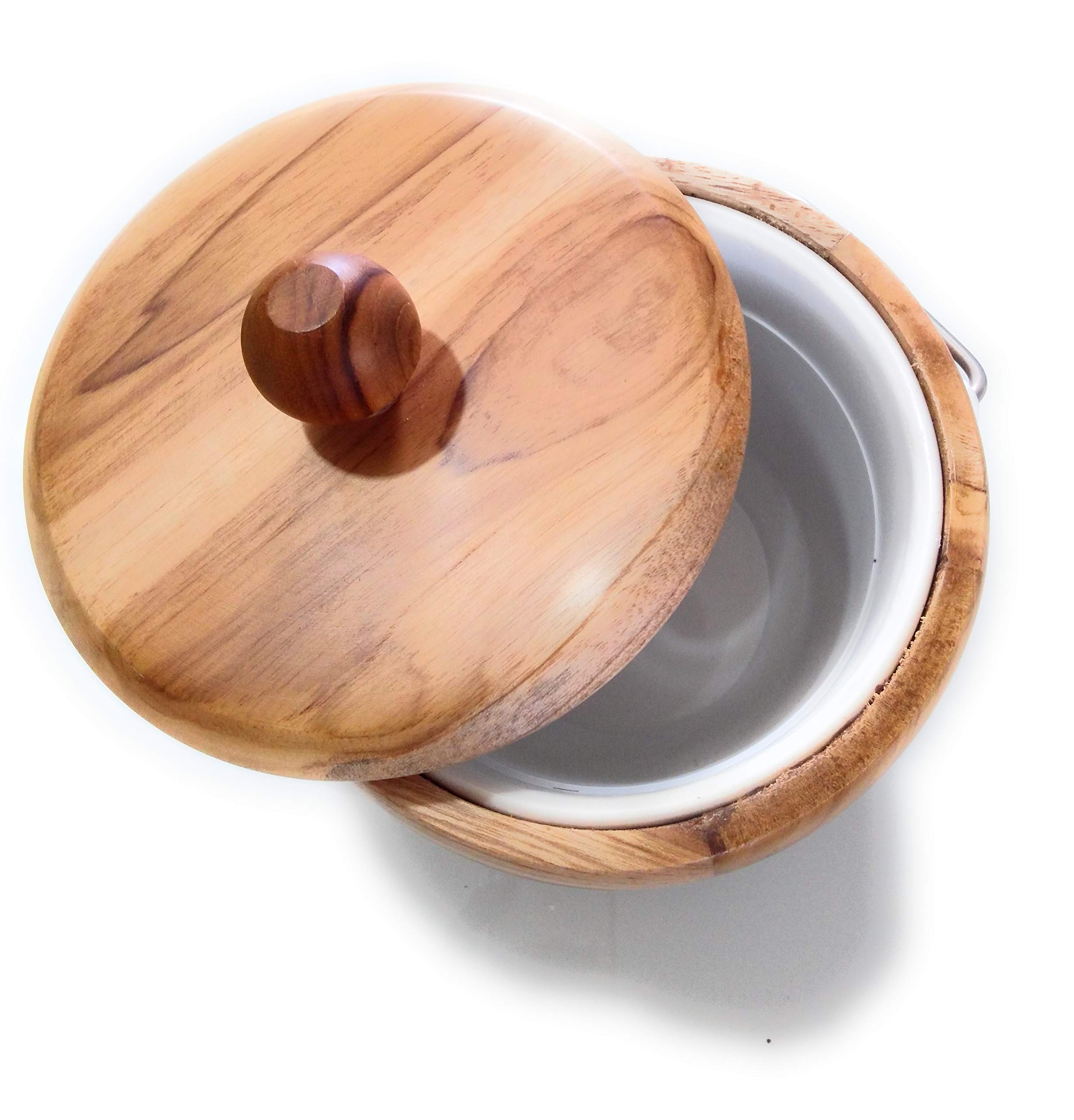 Sakar Wooden Insulated Ice Bucket for Serving Ice or Keeping Chilled Drinks