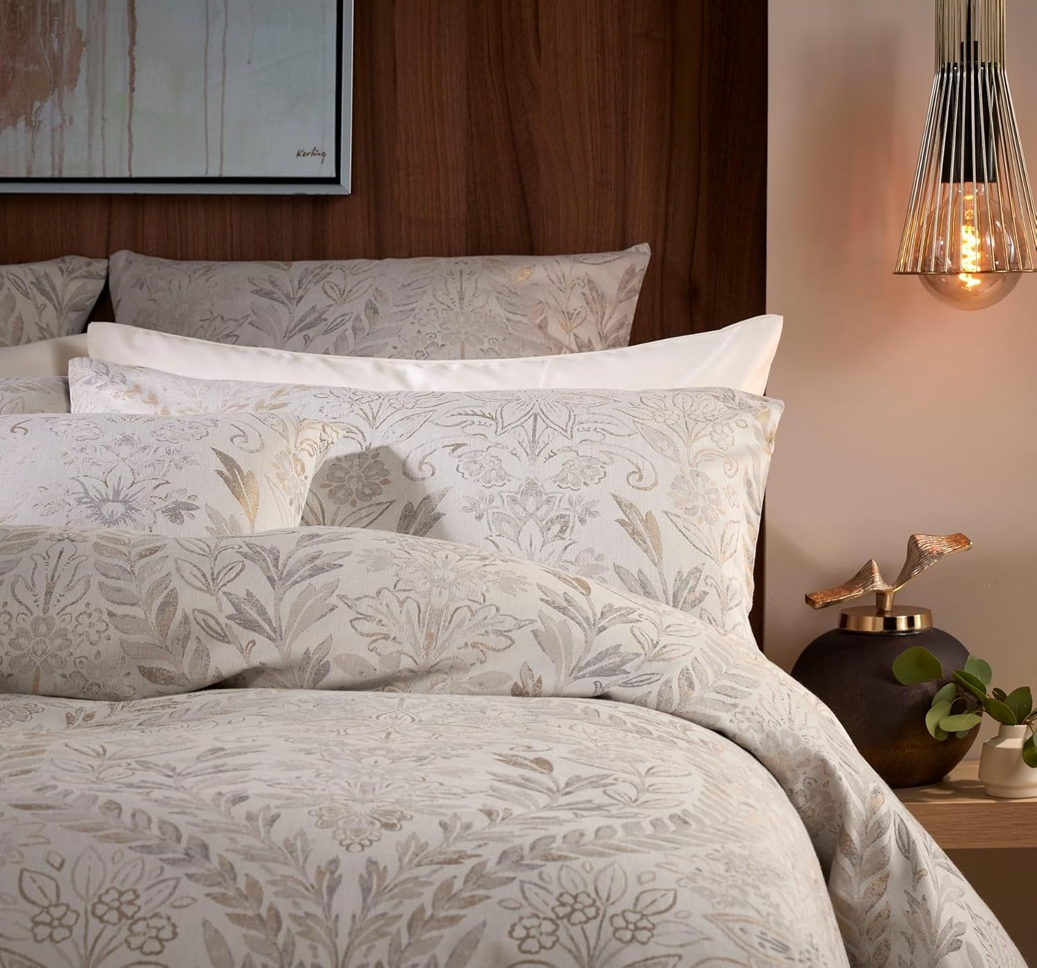 VANTONA Luxe Range Chalfield Cotton Rich Damask Jacquard King Quilt