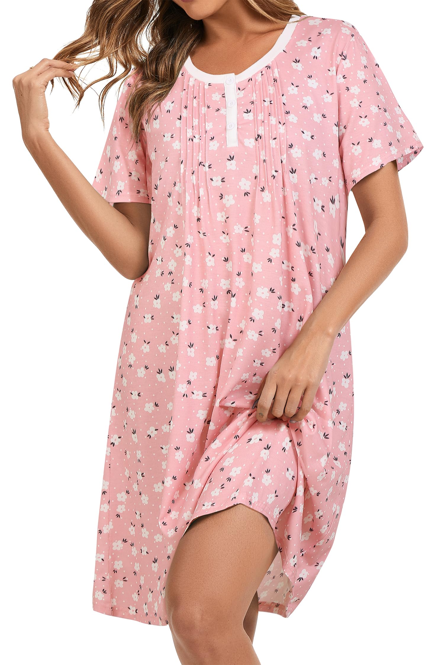 AVIIER Nightgowns for Women Soft Cotton Night Gowns Short Sleeve Sleepwear Comfy Night Shirts