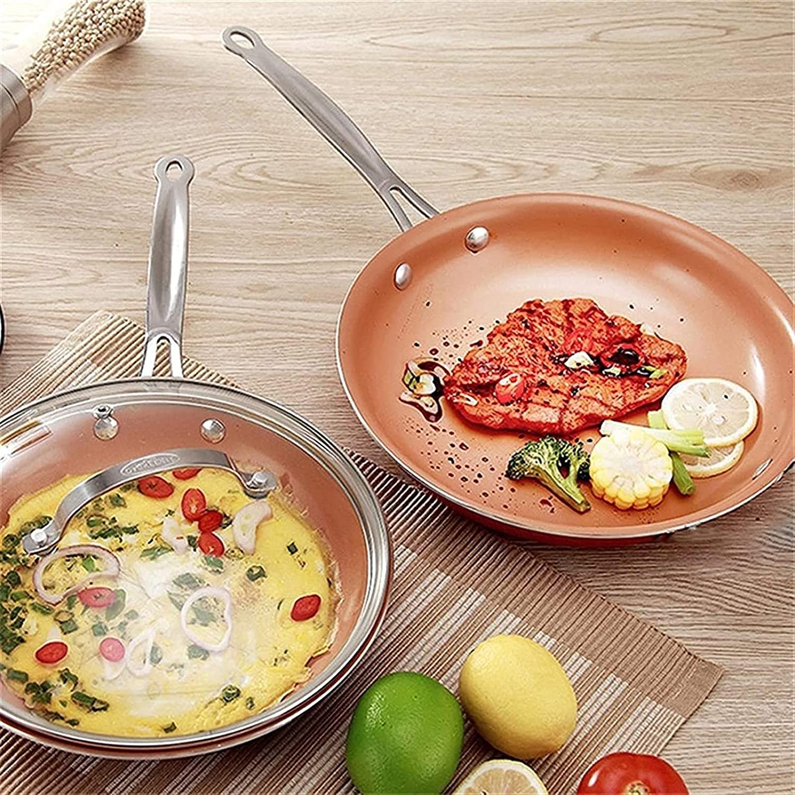 Patelnia wok Patelnia nieprzywierająca Miedziana patelnia z powłoką ceramiczną Łatwe czyszczenie Trwała patelnia nieprzywierająca Narzędzie do gotowania Kuchnia Naczynia do gotowania Woka Wo