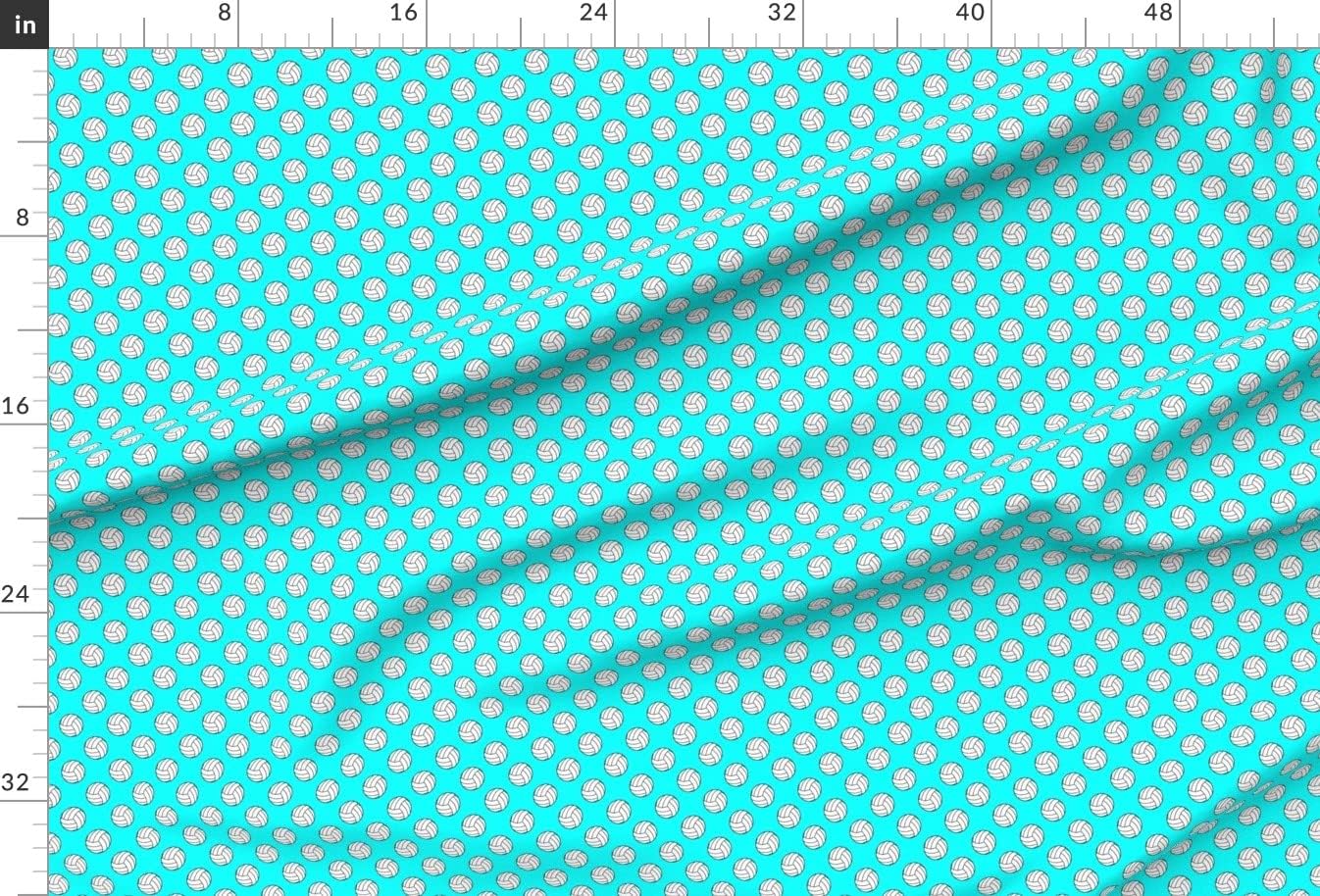 Spoonflower Fabric - Inch Black White Volleyball Balls Aqua Blue Sports Volley Cyan Team Printed on Minky Fabric by The Yard - Sewing Baby Blankets Quilt Backing Plush