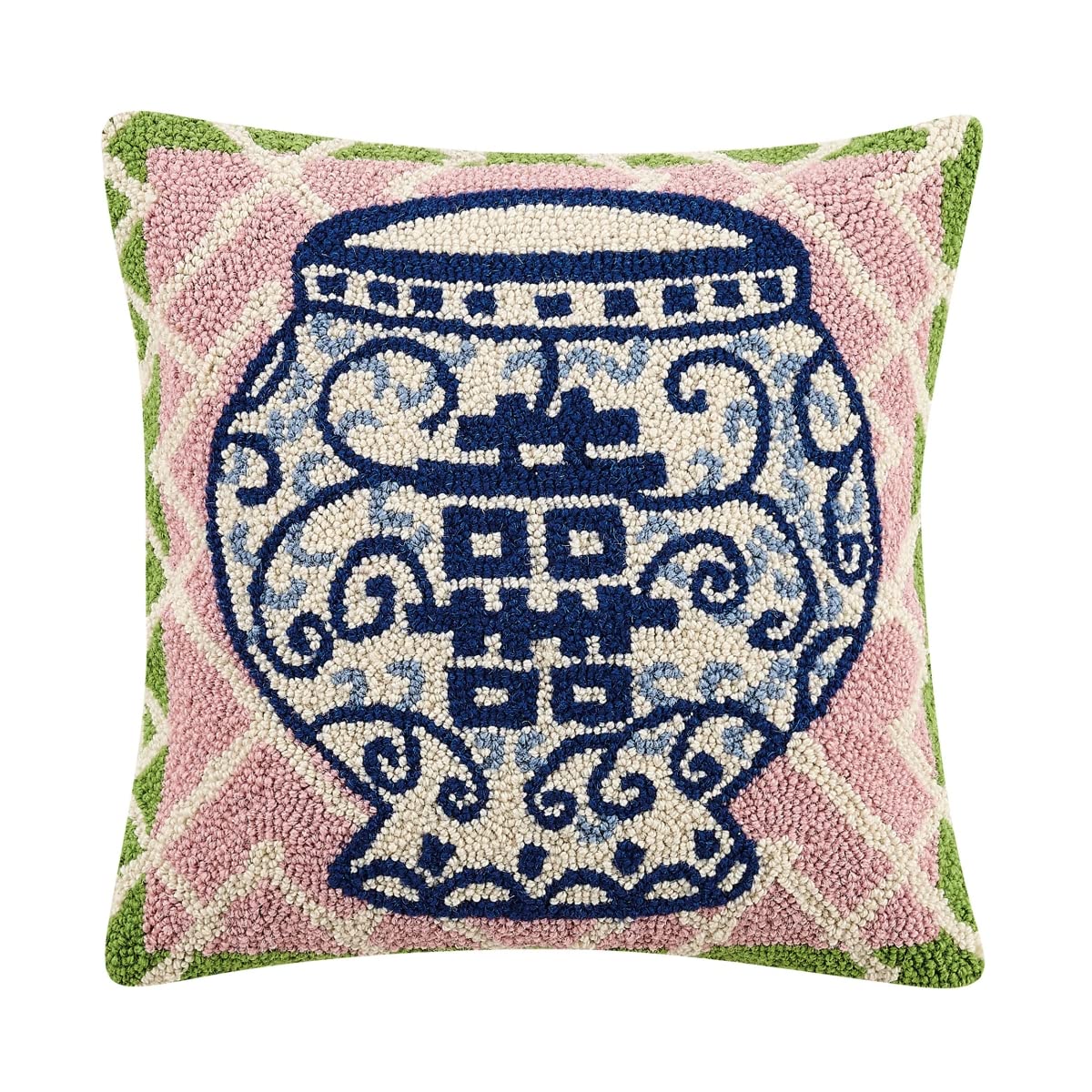 Peking Handicraft 30TG405C16SQ - Almohada de doble felicidad con gancho relleno, 40,64 cm cuadrado, lana y algodón