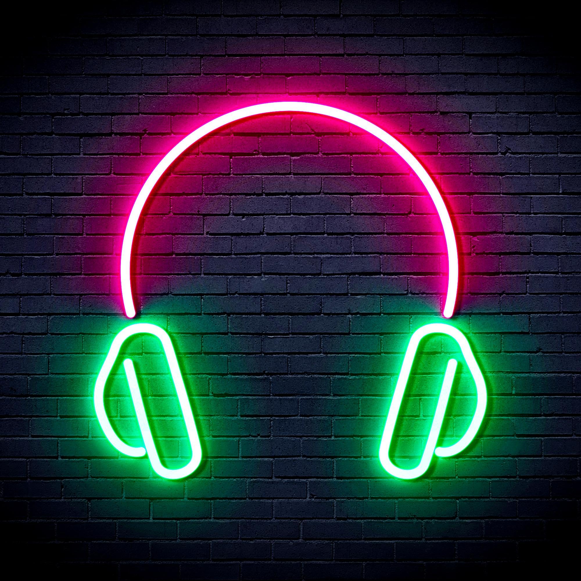 ADVPRO Headphone Flex Silicone LED Neon Sign - Green & Pink - st16s44-fnu0033-gk