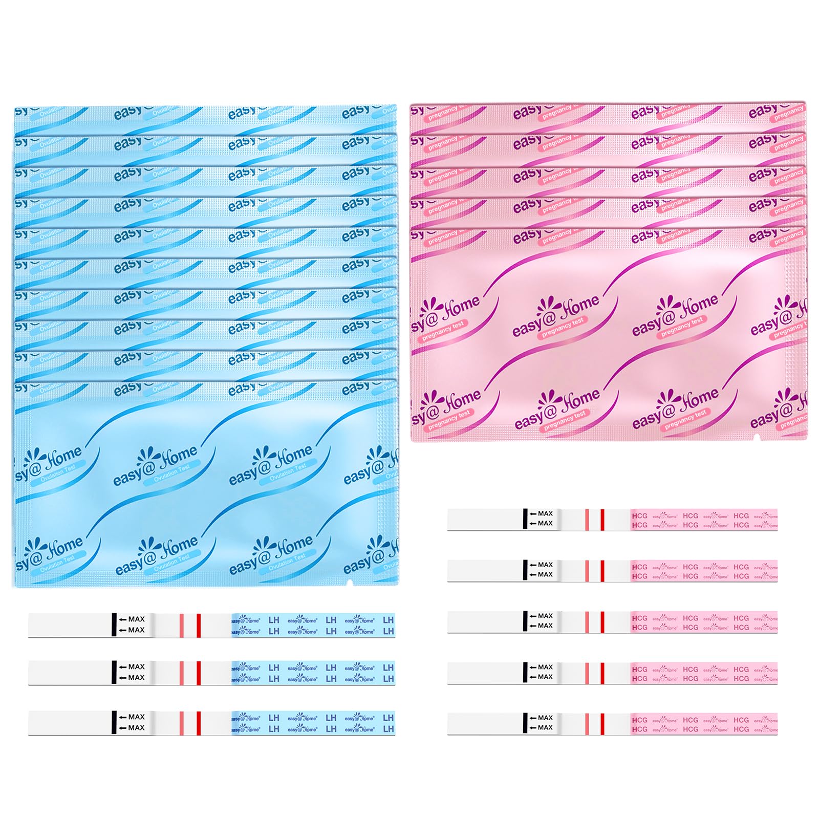 Easy@Home Ovulation and Pregnancy Test Strips: 10 LH and 5 HCG combo test kit - powered by Premom app for accurate ovulation tracking - ideal for women trying to conceive