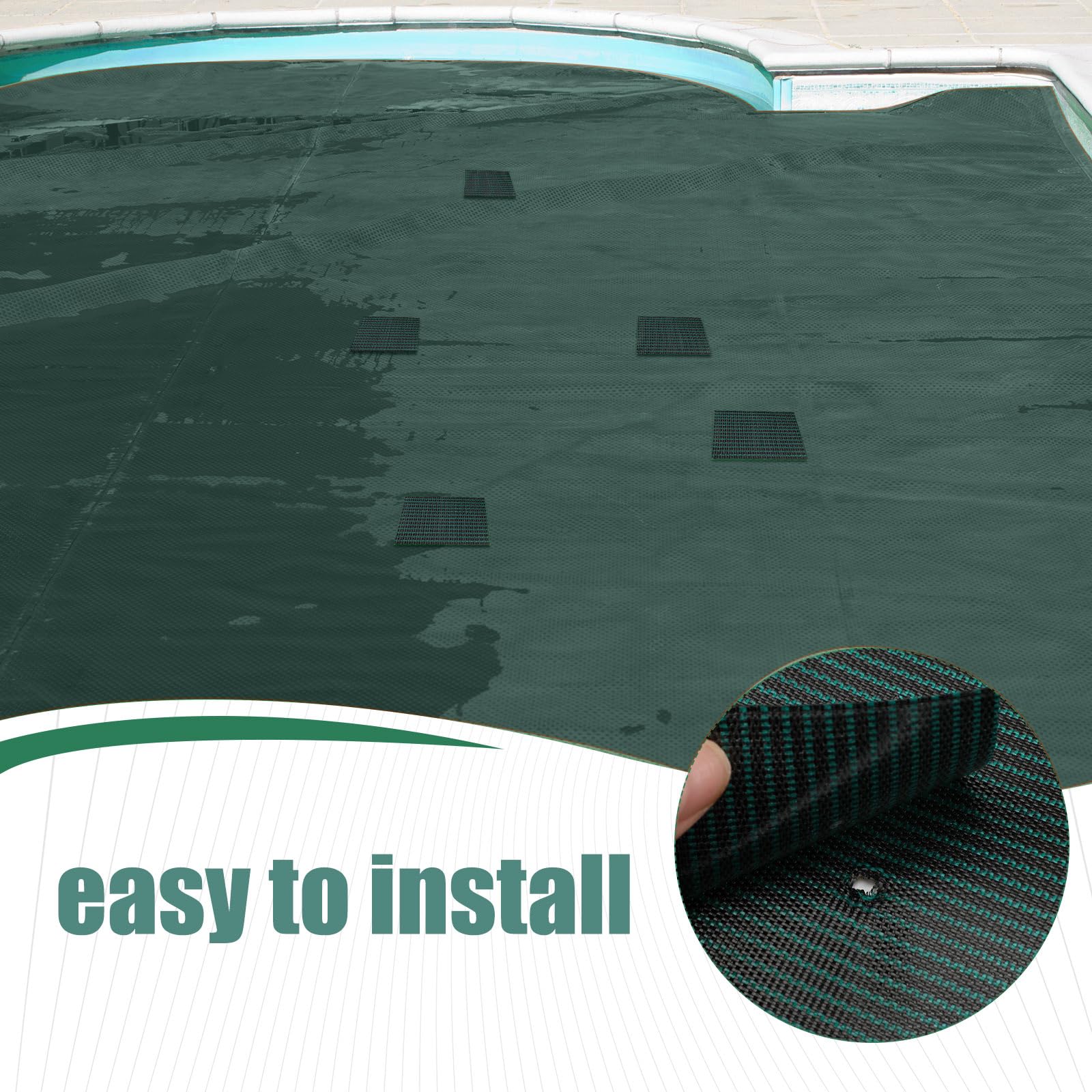 Pushglossy Kit de 2 rollos de parches de cubierta de seguridad para piscina, kit de reparación de parches de piscina de 39 x 8 pulgadas, parche de malla autoadhesiva para cubierta de piscina de