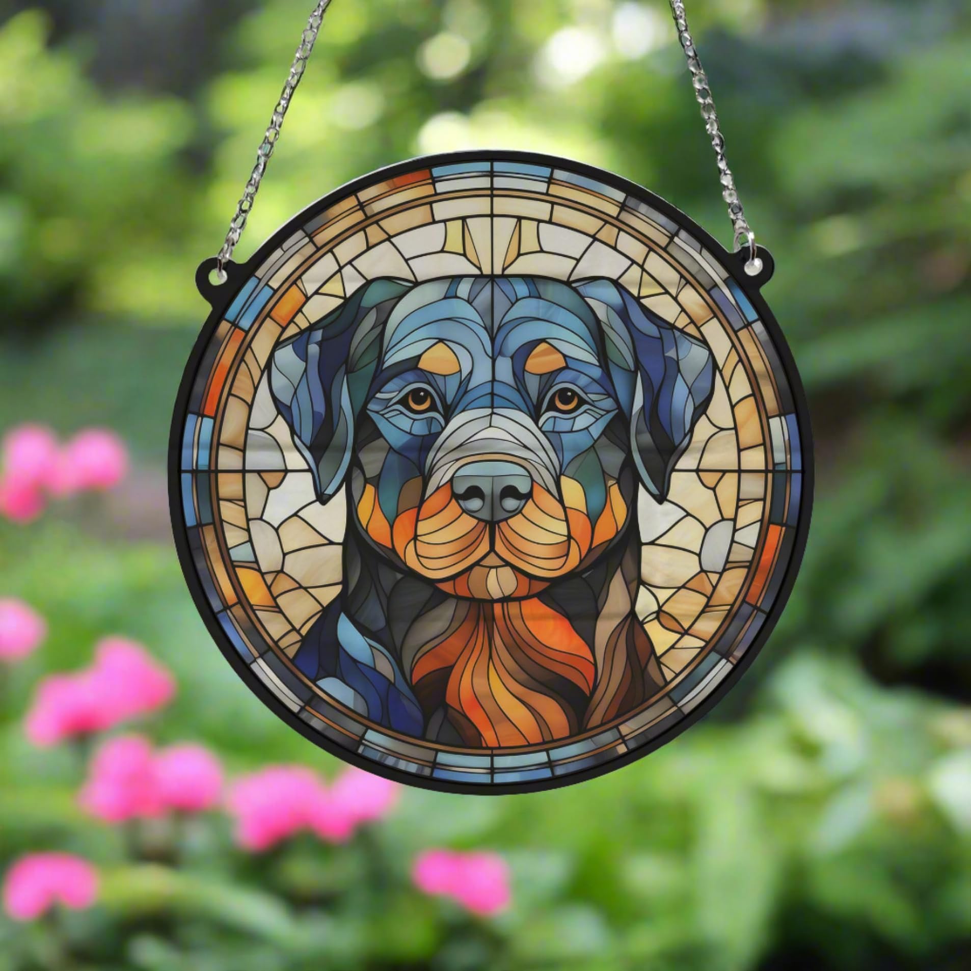 Rottweiler Stained Glass Effect Suncatcher Gift for Dog Lovers - 19cm, Multiple Colours - Image 2